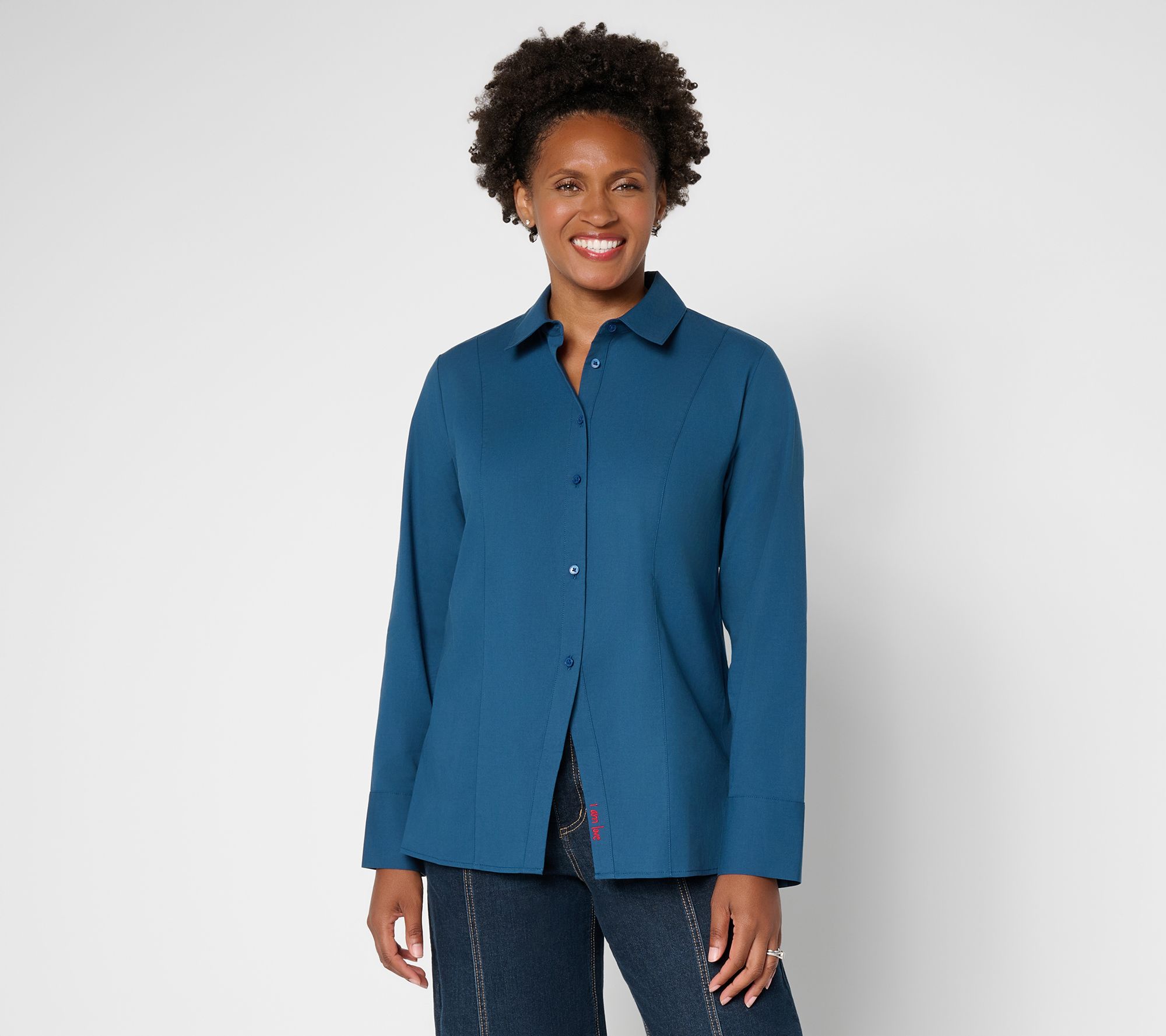  Peace Love World Collar Button Up with Affirmation