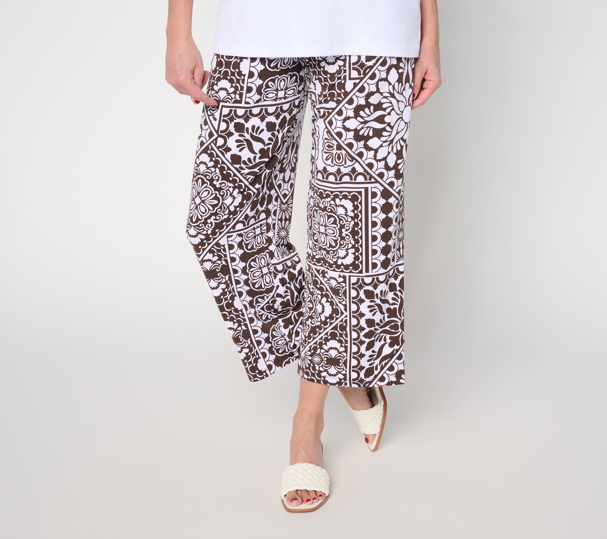 "As Is" Susan Graver Reg Printed Liquid Knit Straight Leg Crop Pant