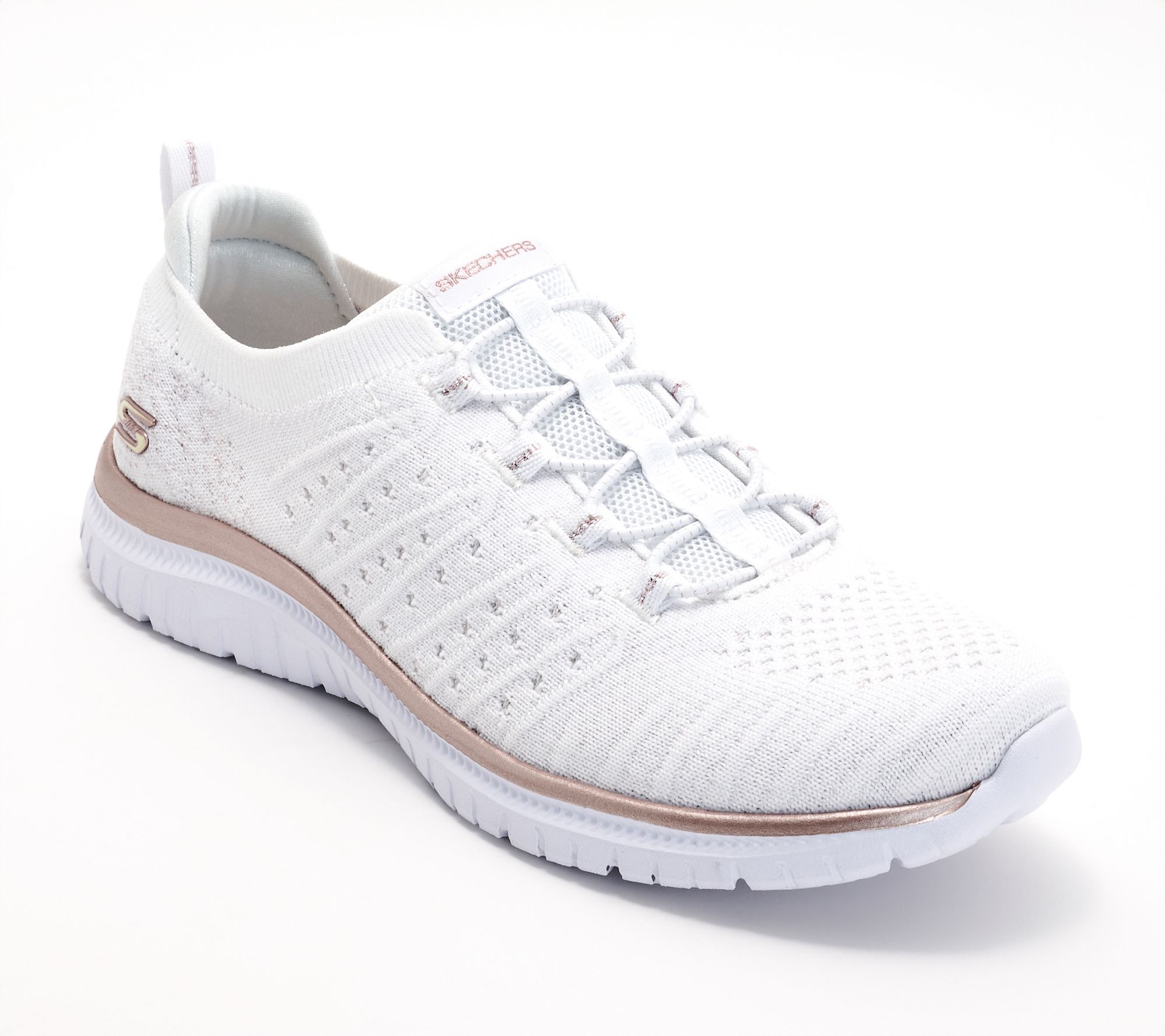 "As Is" Skechers Virtue Vegan Washable Knit Bungee Sneakers-Copper