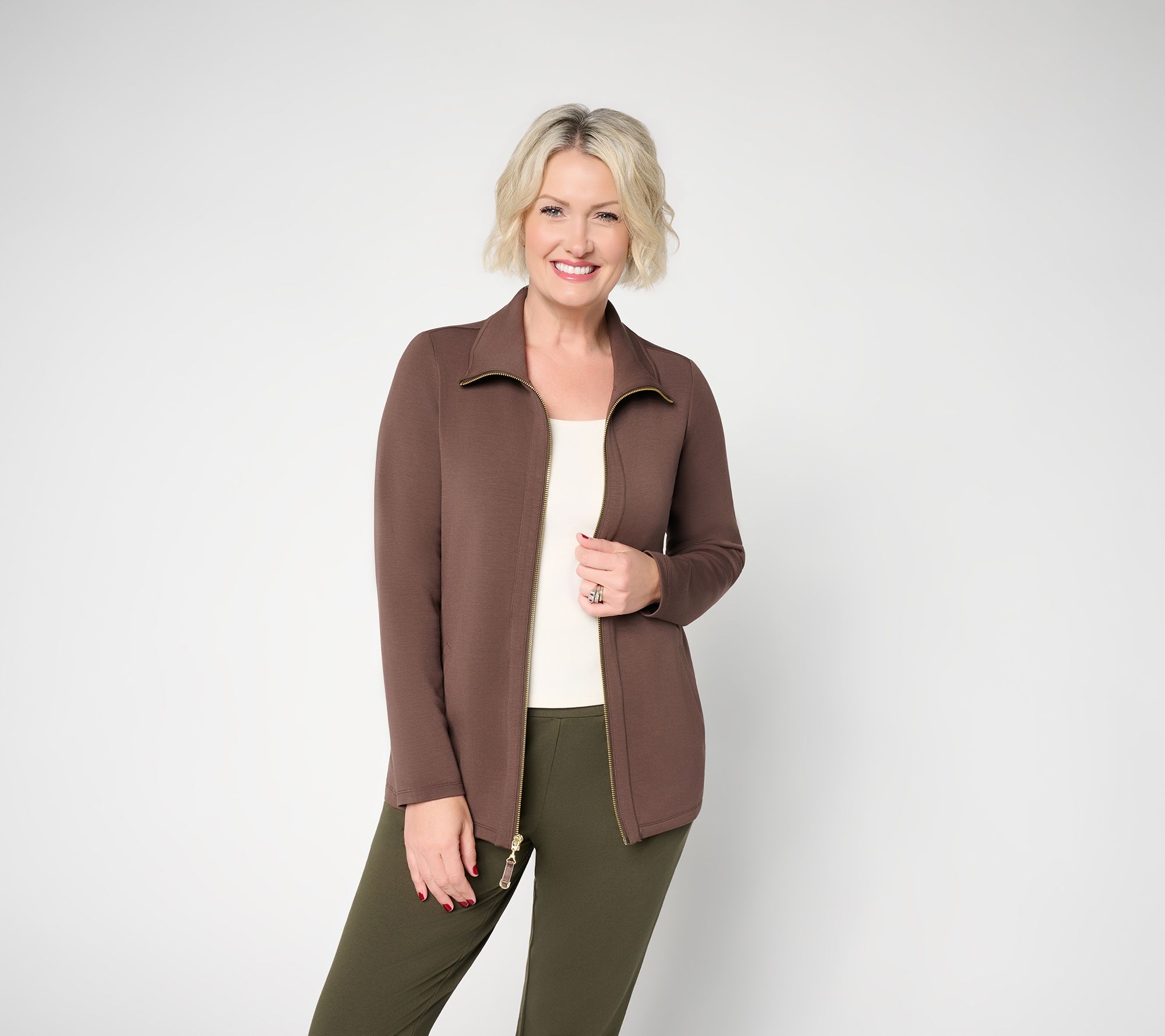 Belle by Kim Gravel Regular ScubaLuxe Jacket With Velvet Tab