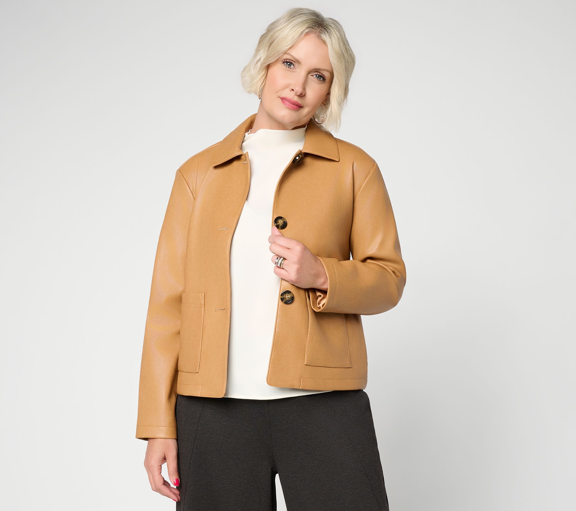 Carla Rockmore Collection Woven Faux Leather Jacket