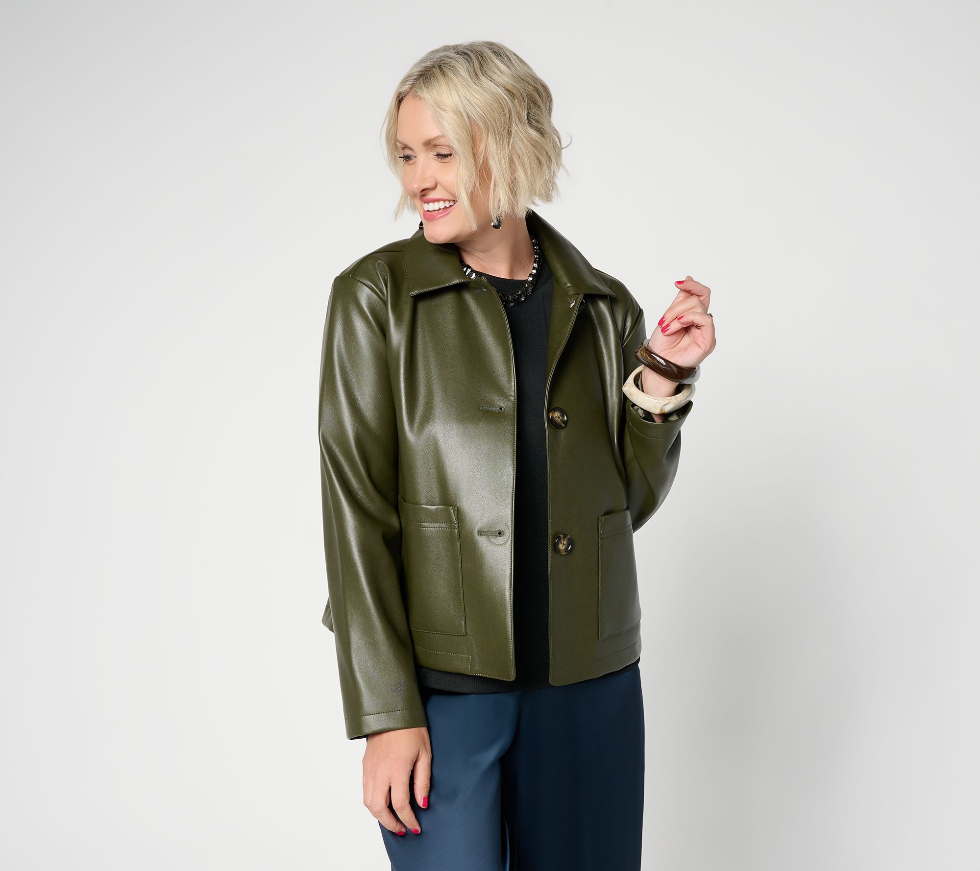 Carla Rockmore Collection Woven Faux Leather Jacket