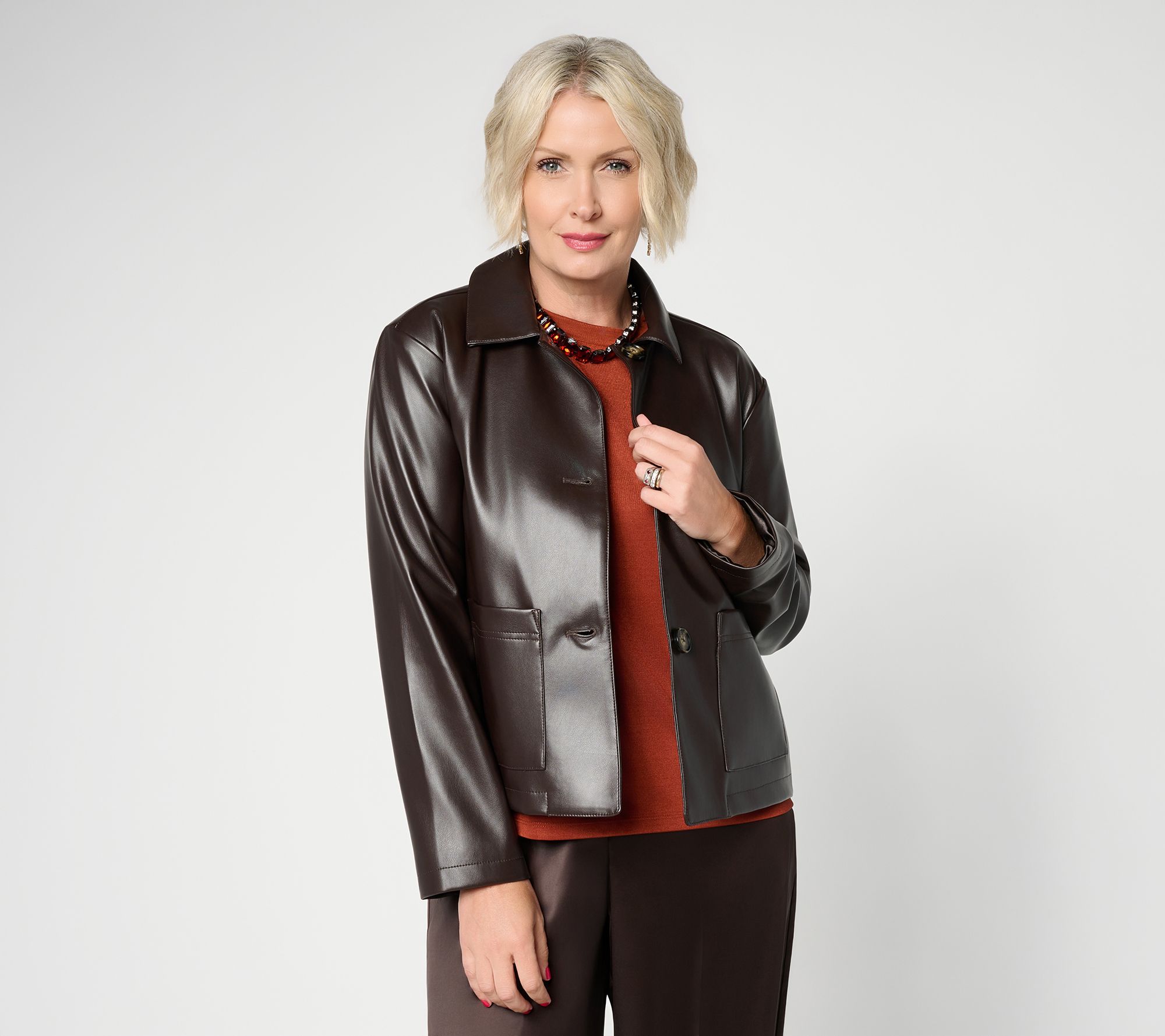 Carla Rockmore Collection Woven Faux Leather Jacket