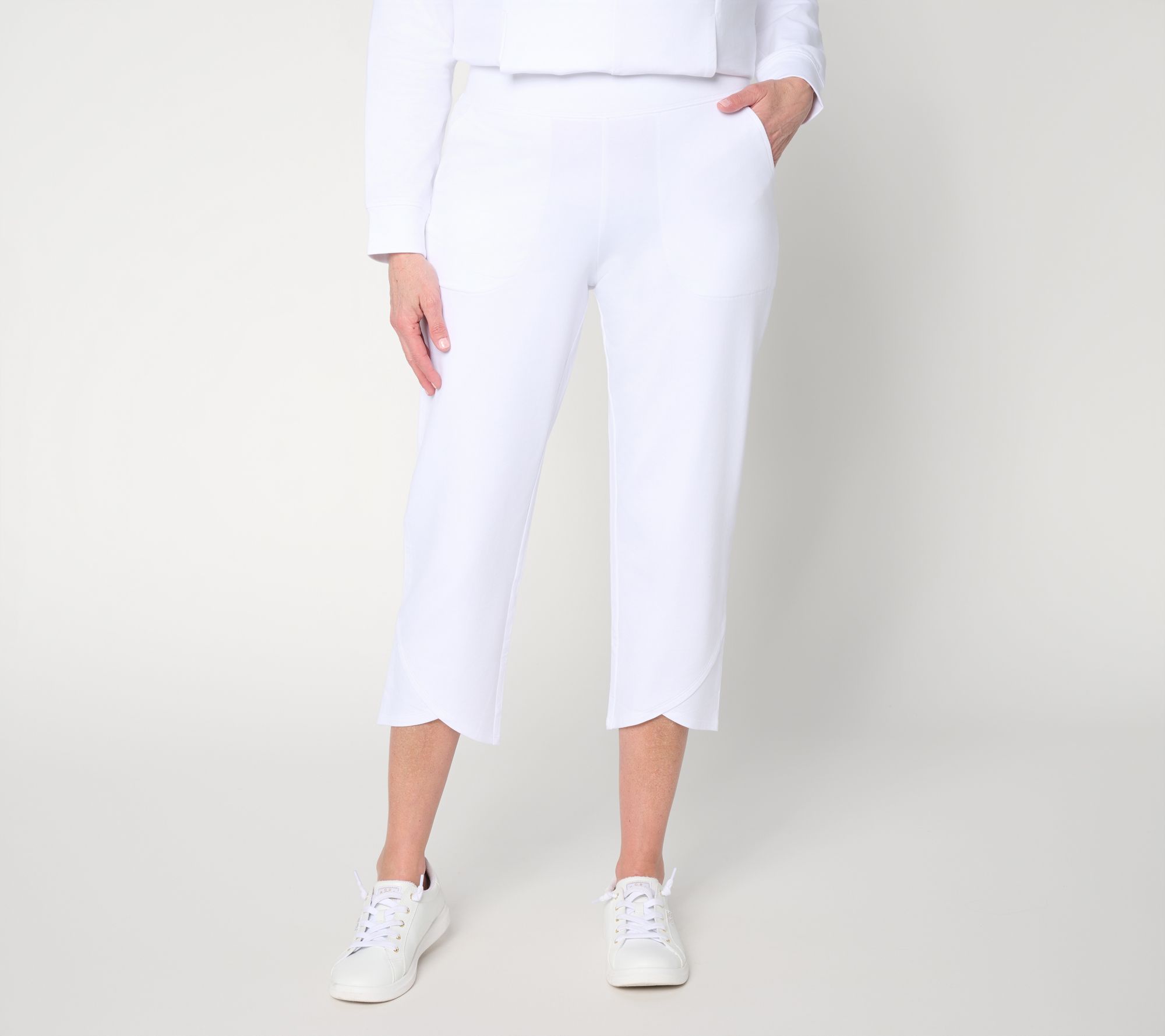 "As Is" Denim & Co. Active Pet French Terry Crop Pants with Tulip Hem