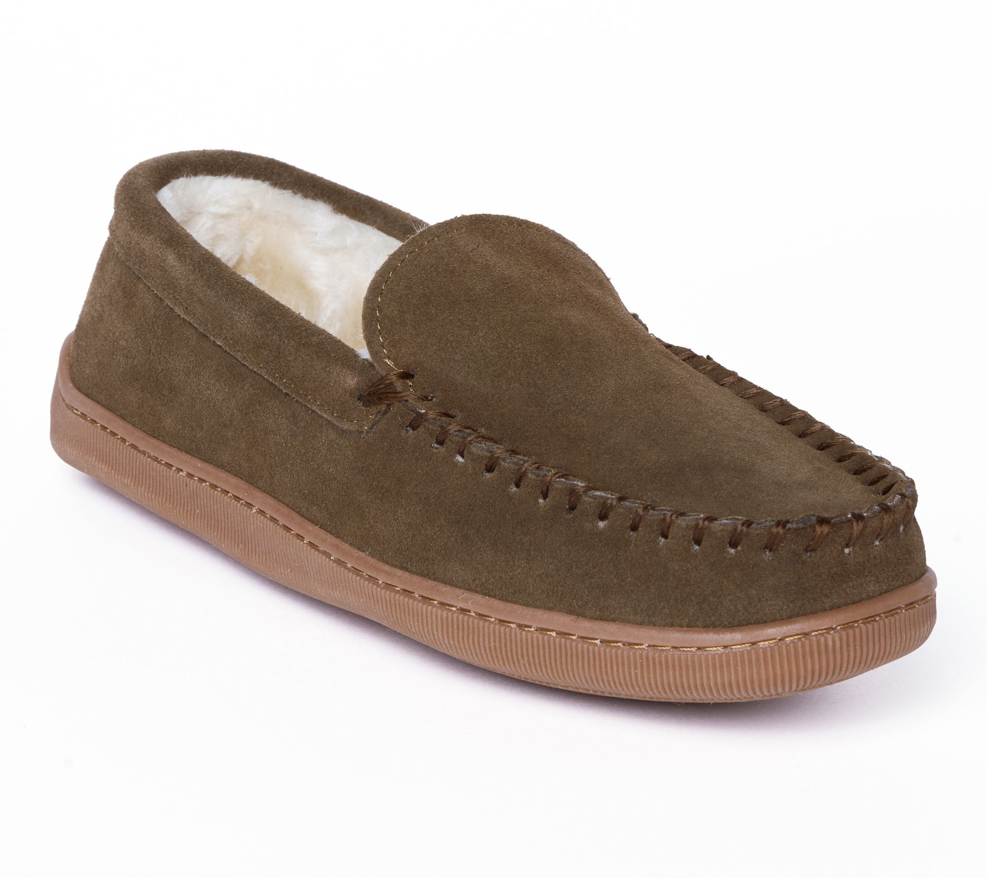 Minnetonka Men's Suede Pile Lined Hardsole Slippers