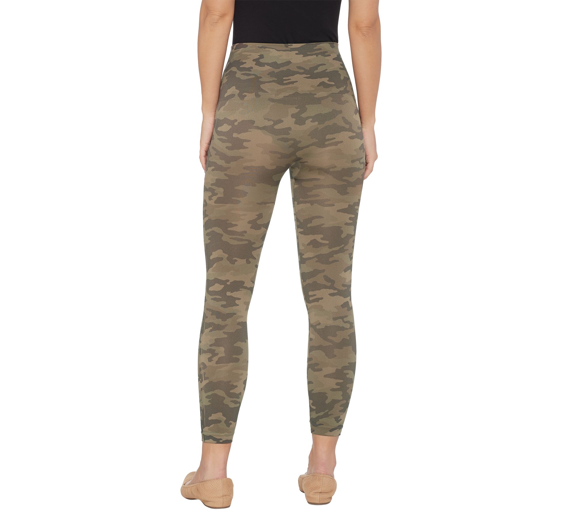 SPANX Look At Me Now Seamless Leggings in Green Camo at One Hip