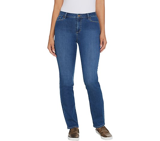 Susan Graver Petite High-Stretch Denim Fly Front Jeans - QVC.com
