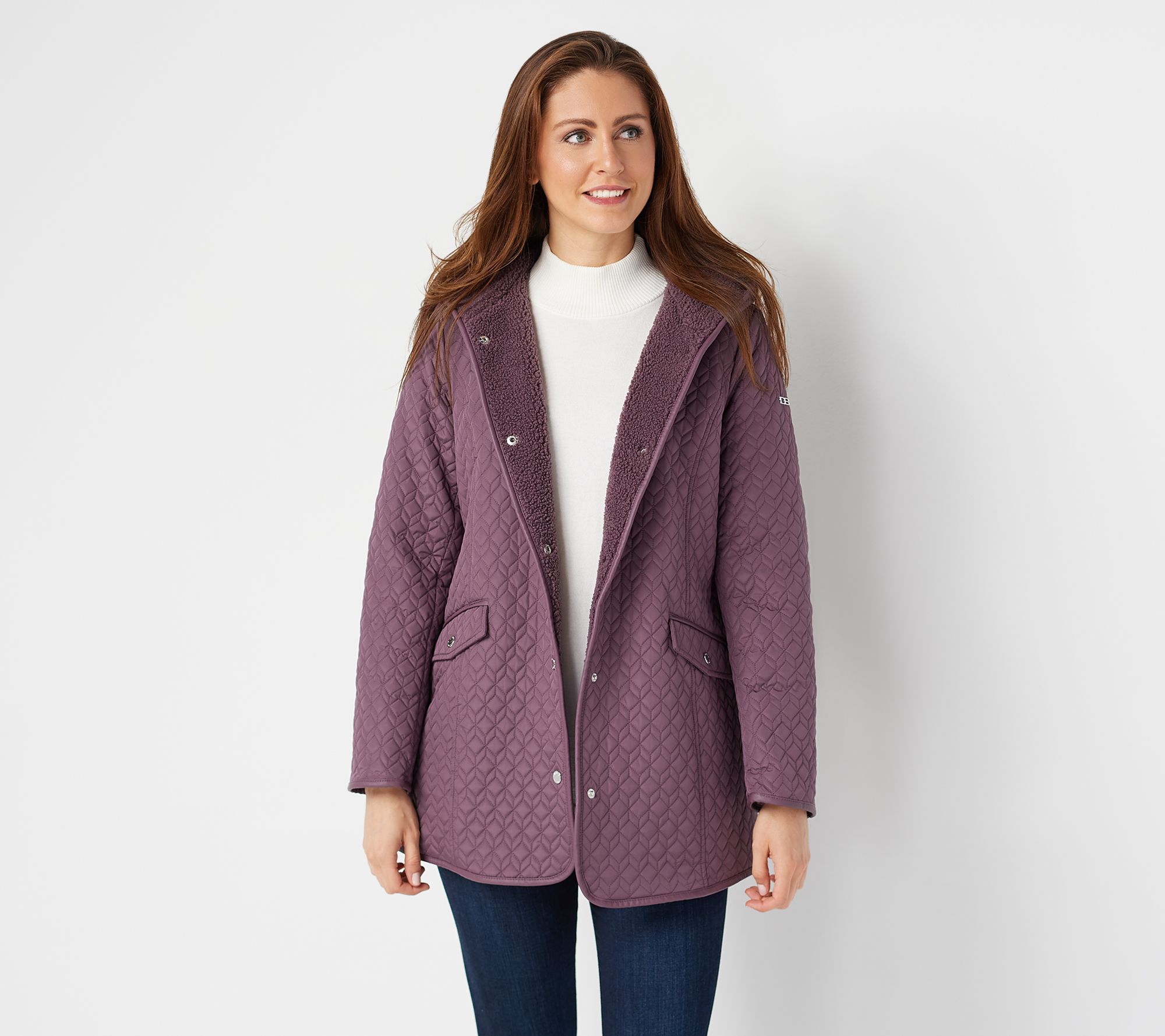 Dennis Basso Quilted Water-Resistant Snap-Front Jacket - QVC.com