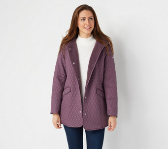 Dennis Basso Quilted Water-Resistant Snap-Front Jacket - A367866