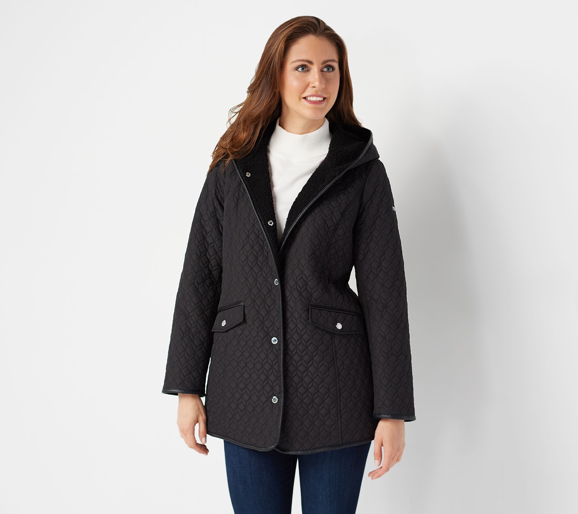 (QVC) QVC 2: Dennis Basso Quilted Water-Resistant Snap-Front Jacket ...