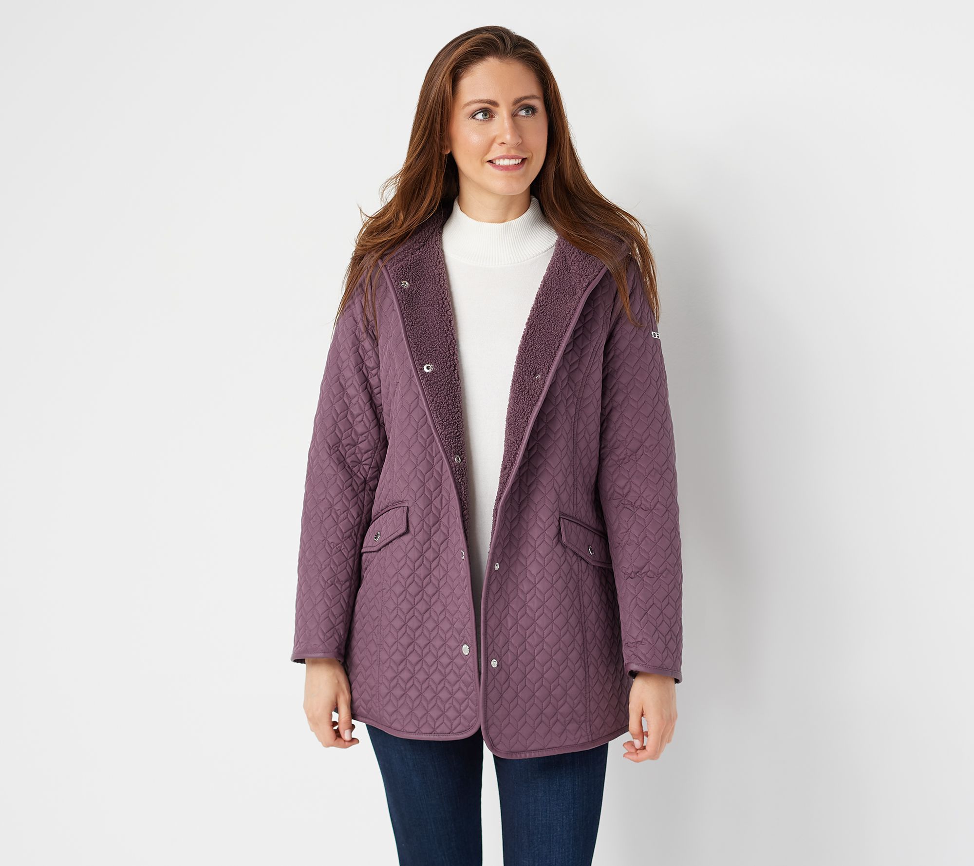 (QVC) QVC 2: Dennis Basso Quilted Water-Resistant Snap-Front Jacket ...