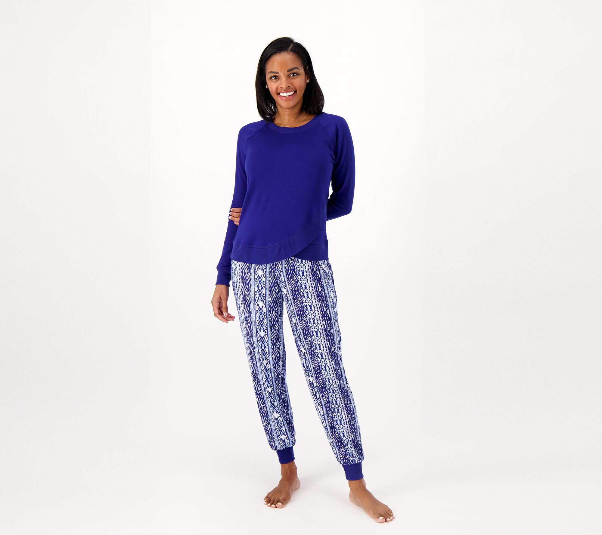 MUK LUKS French Terry Top and Butter Knit Jogger Set - QVC.com