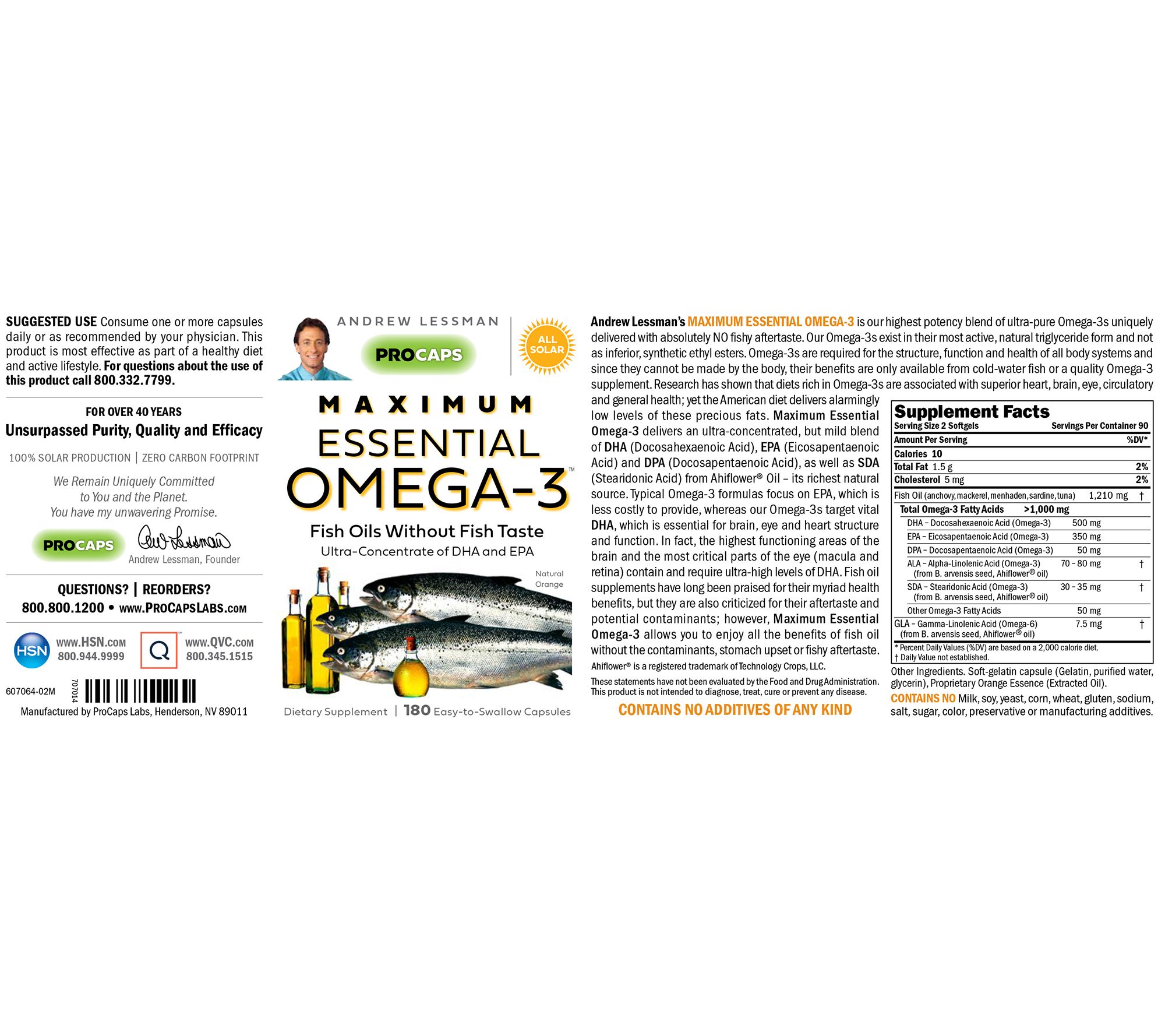 Andrew Lessman Maximum Omega3 Hi DHA Fish Oil Mild and Gentle No Fishy