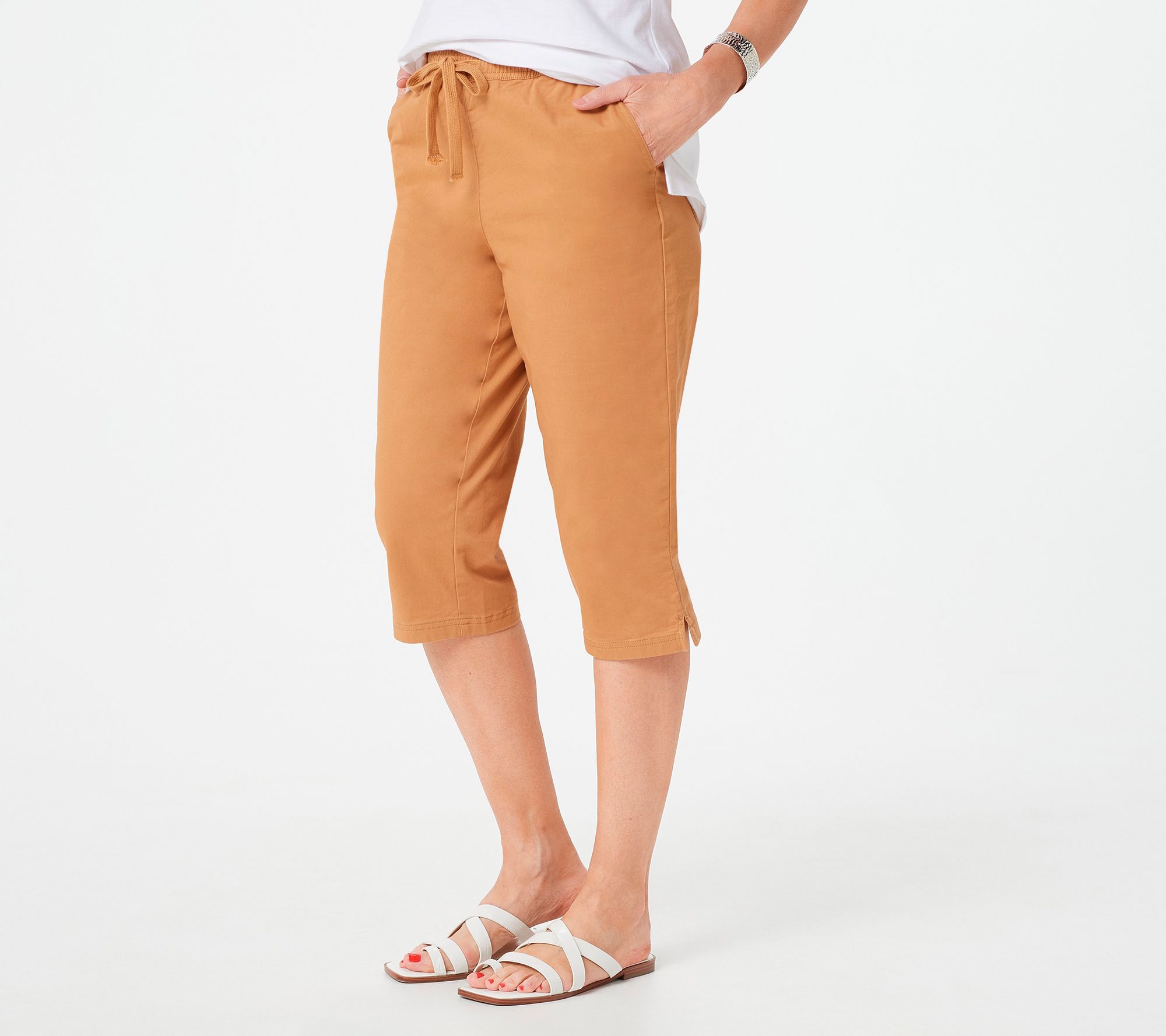 Denim & Co. EasyWear Twill Pull-On Skimmers Shorts - QVC.com