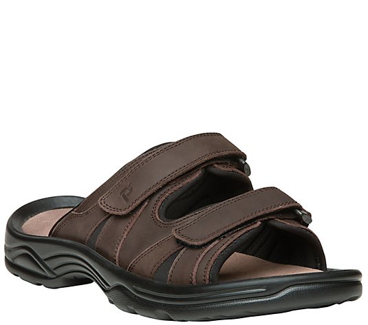 Propet Men's Adjustable Strap Leather Slide Sandals - Vero