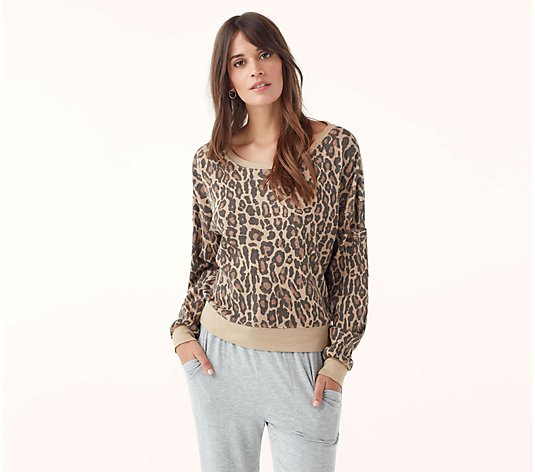 Splendid Thermal Cropped Leopard Sweatshirt