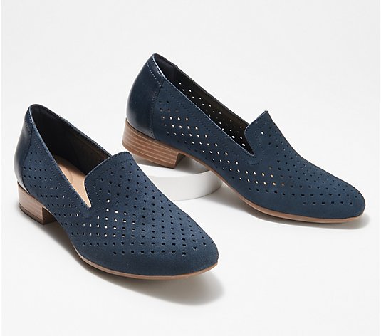 "As Is" Clarks Collection Perforated Suede Loafers - Juliet Hayes