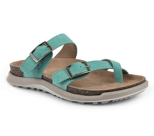 White Mountain Slip-On Buckle Leather Sandals -Powerful