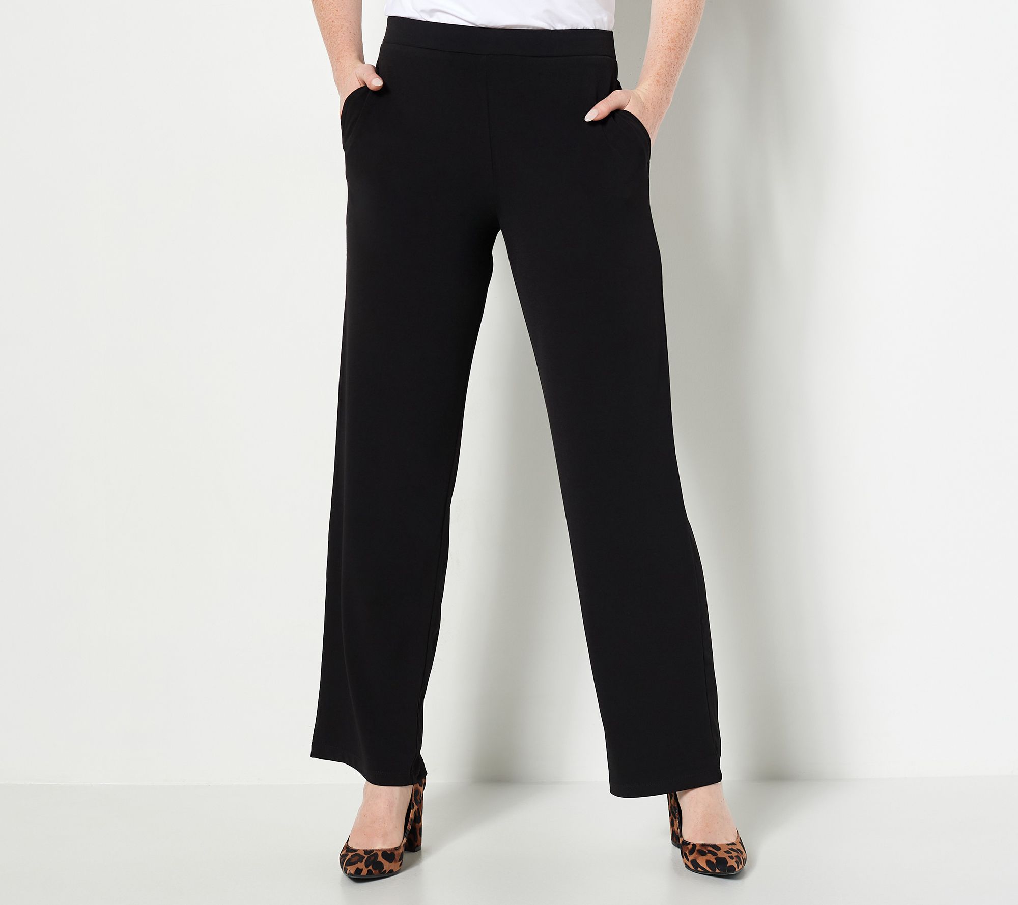 Susan Graver Regular Liquid Knit Wide-Leg Pull-On Pants