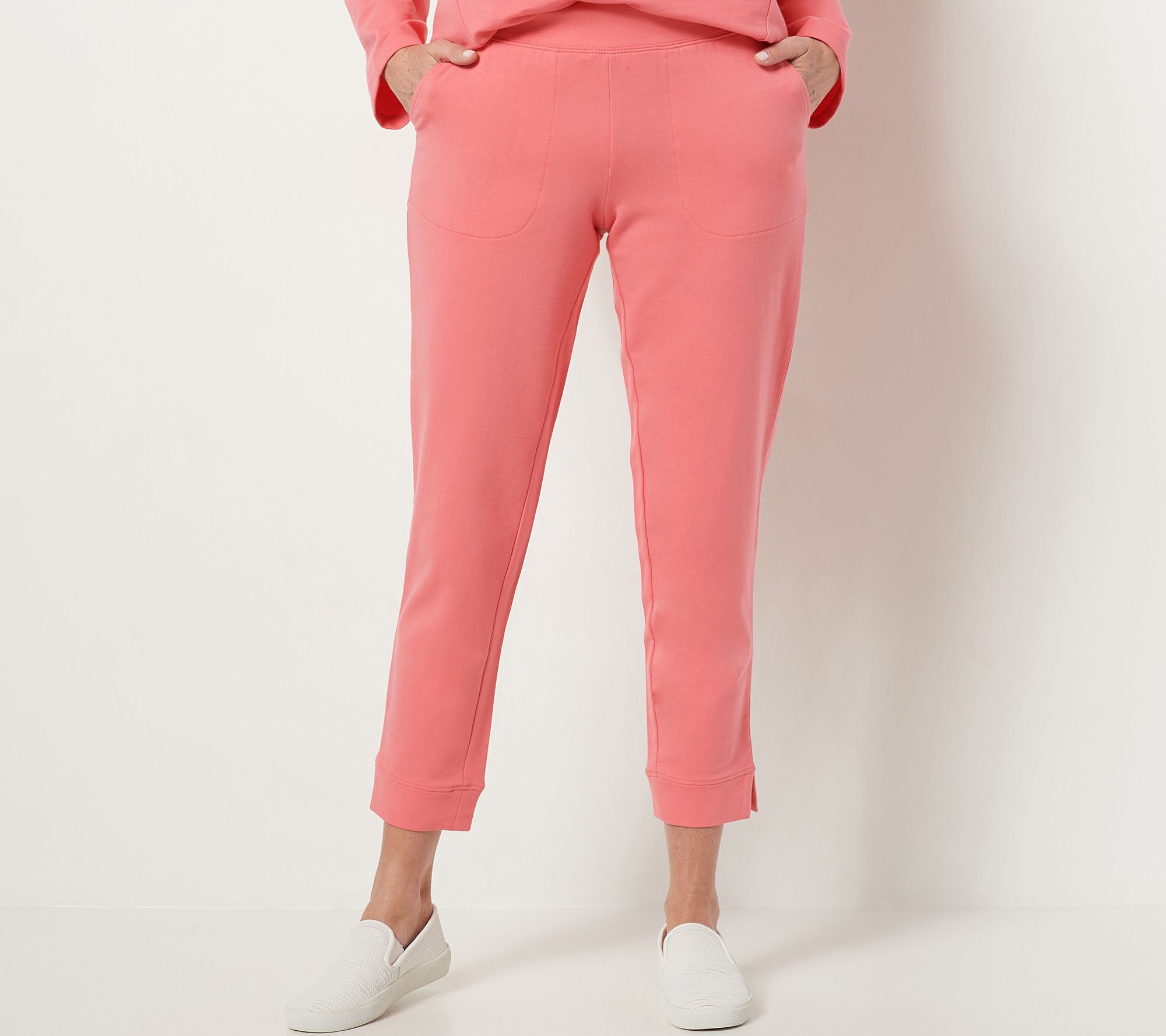 Sport Savvy French Terry Straight Leg Ankle Pants - QVC.com