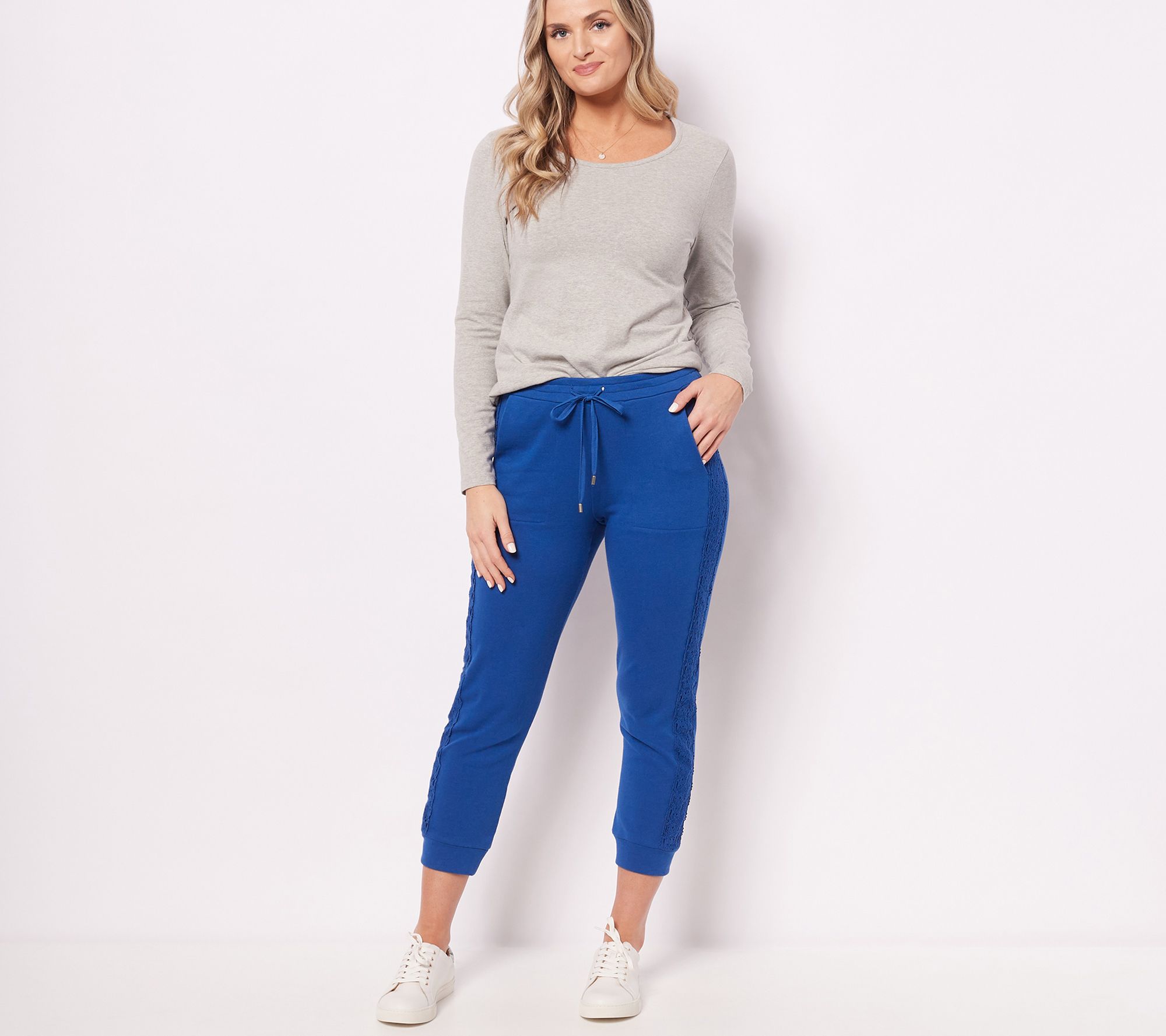 Susan Graver Weekend Regular Washed French Terry Cropped Jogger - QVC.com