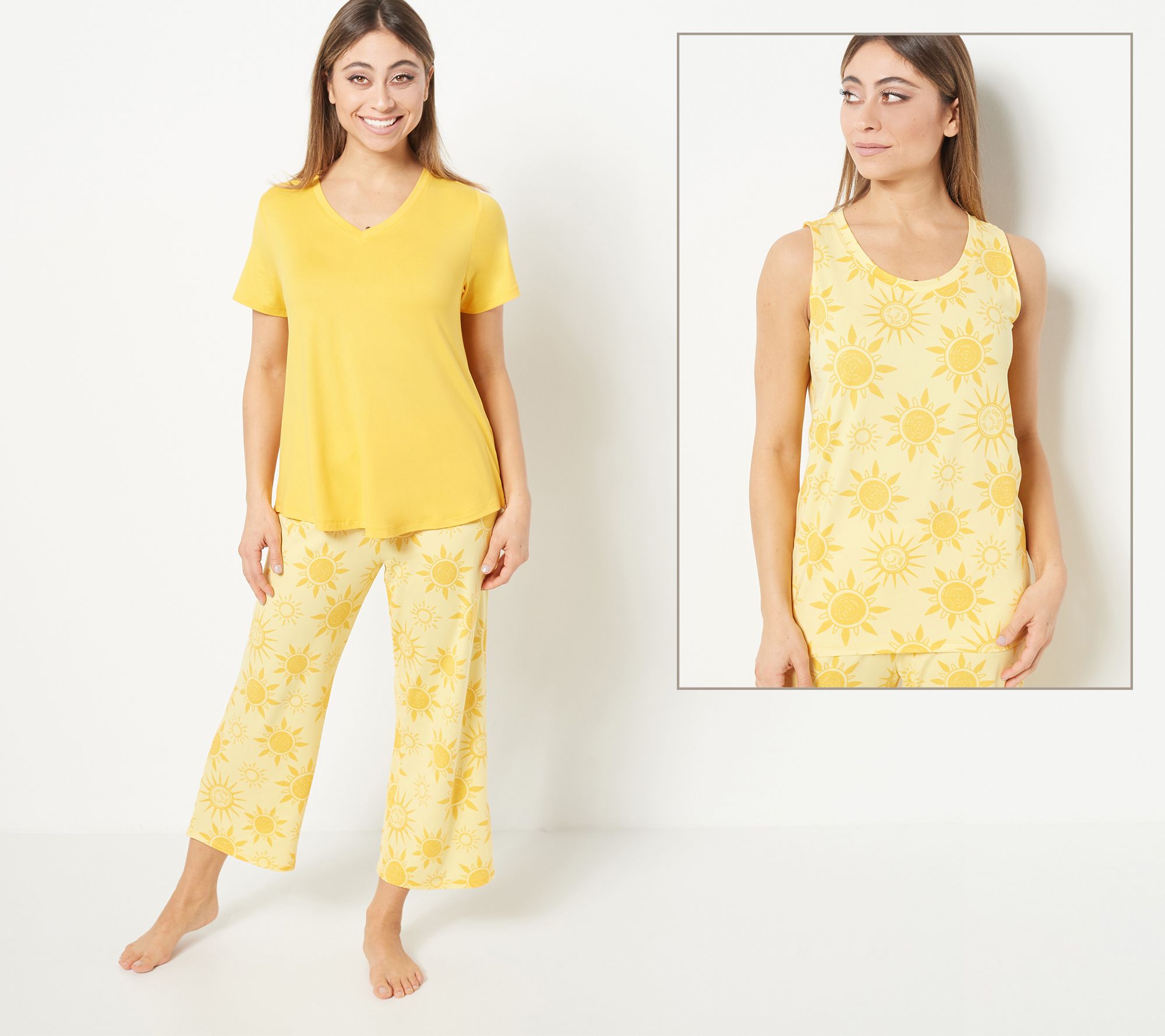 AnyBody Tall Lush Jersey 3-Piece Tee and Tank PJ Set