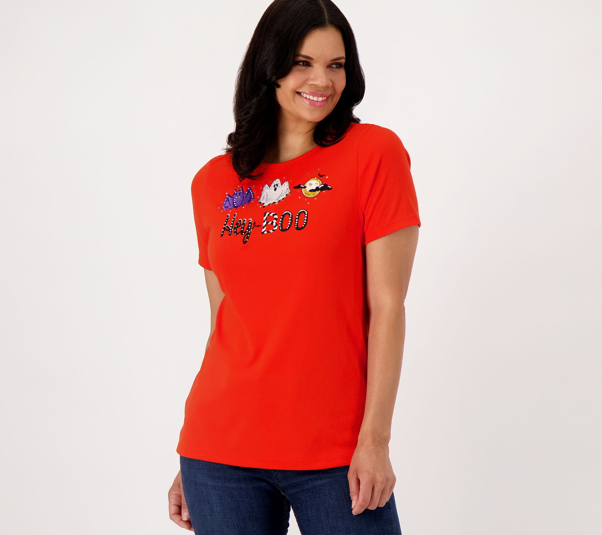 Quacker Factory Fall Trio Sayings Short Sleeve Top