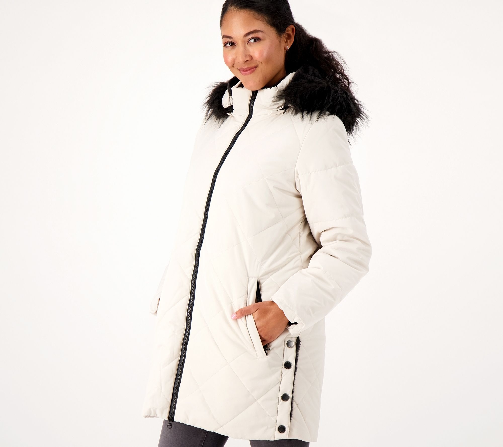 Nuage Fur Lined Quilted Parka - QVC.com