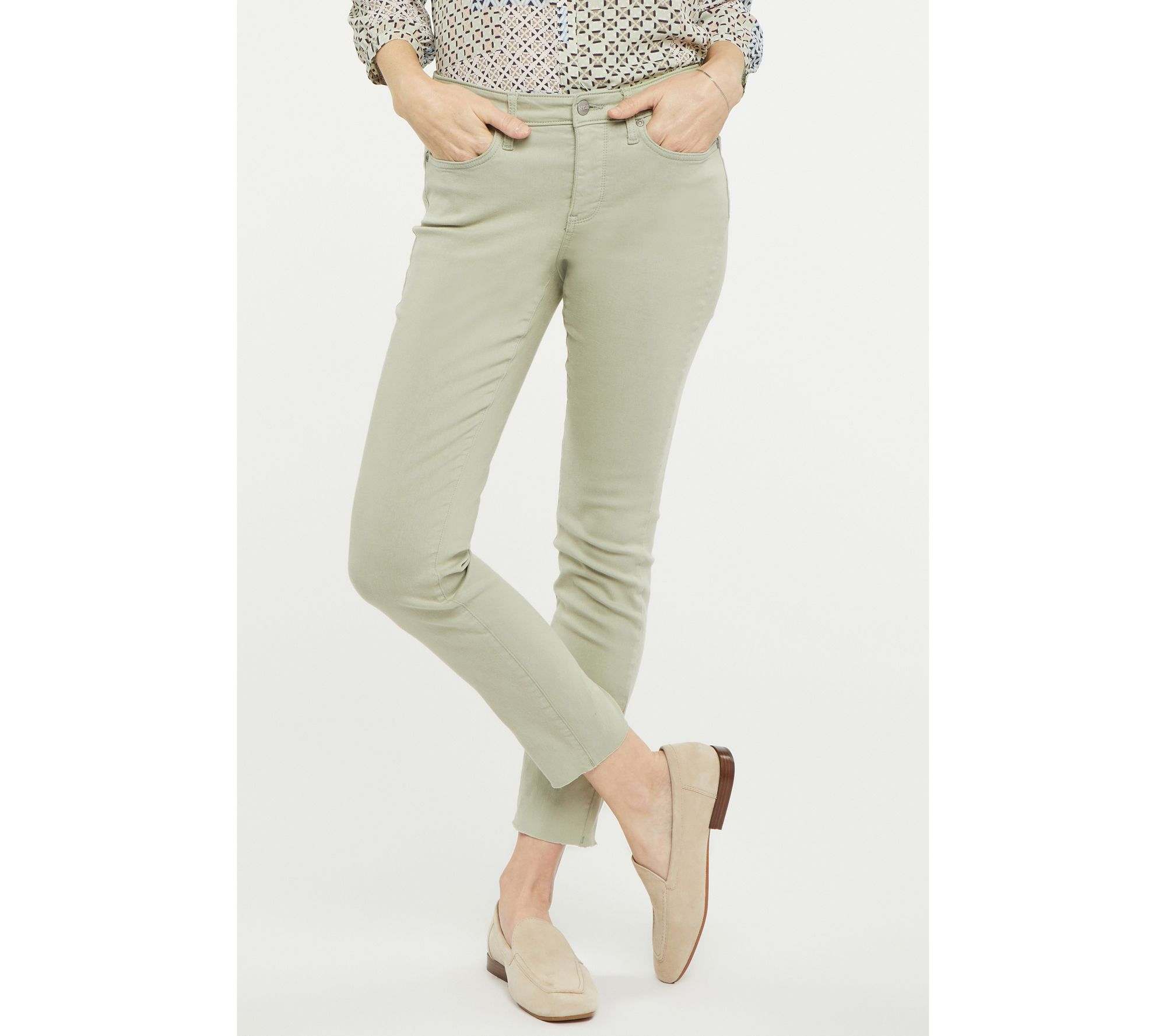 NYDJ Alina Ankle Jeans with Raw Hems in ColoredDenim - QVC.com