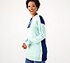 Belle by Kim Gravel Two-Toned Hoodie Tunic Sweater