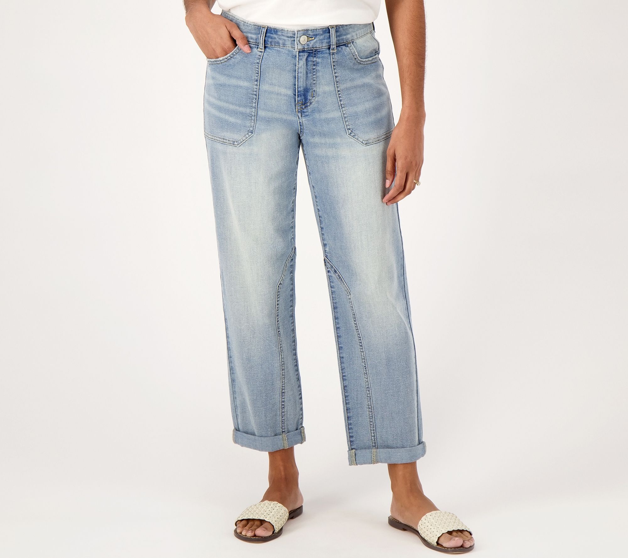 LOGO by Lori Goldstein Tall Boyfriend Utility Jeans