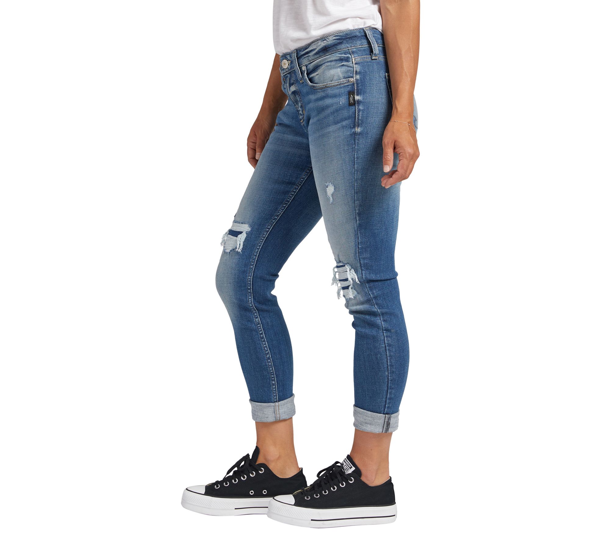 Silver Jeans Co. Girlfriend Mid Rise Slim Leg Jeans - CAA239 - QVC.com