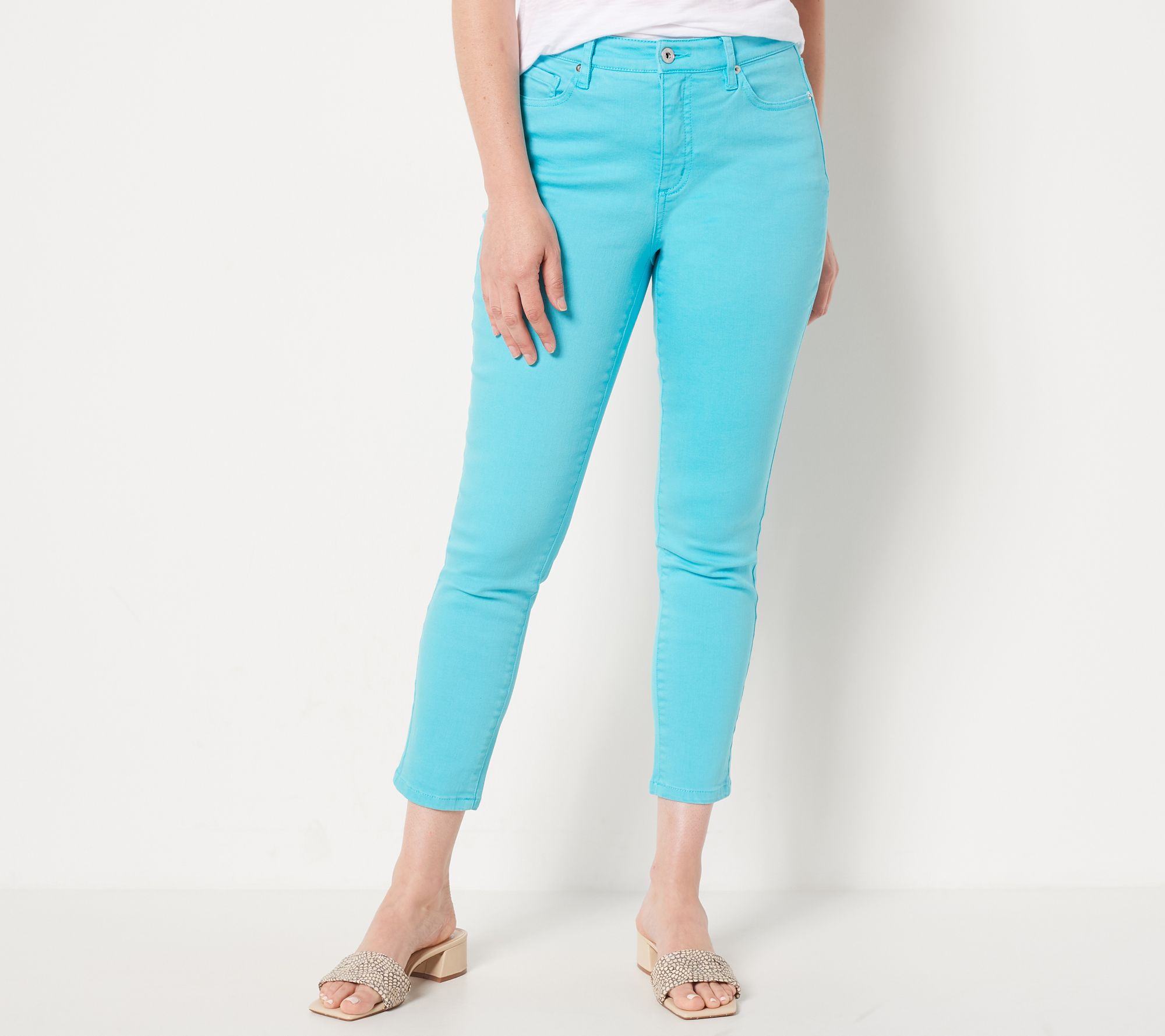 "As Is" J Jason Wu Regular Colored Denim Straight Leg Cropped Jeans