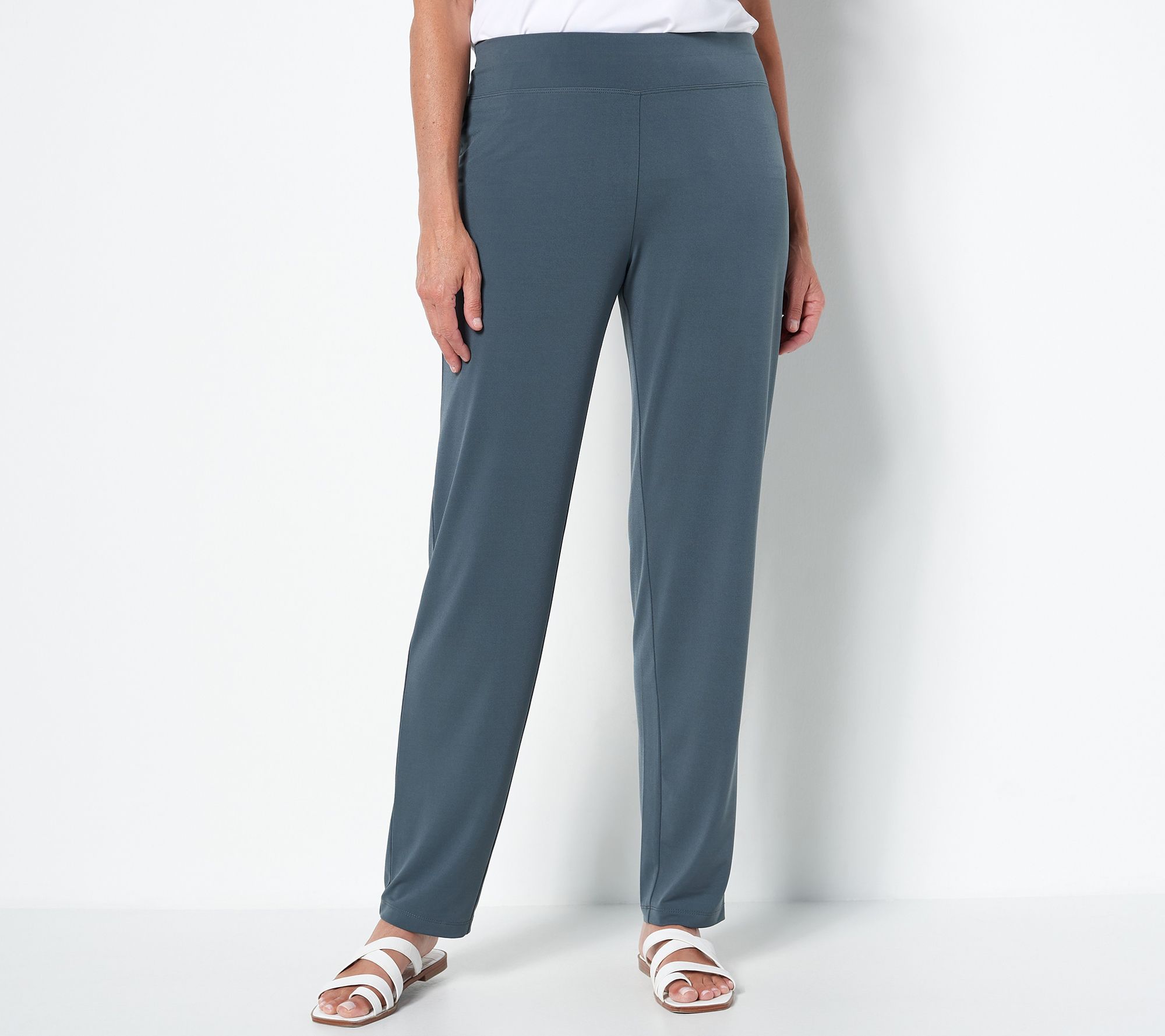 "As Is" Susan Graver Modern Essentials Pet Liquid Knit Slim Leg Pants