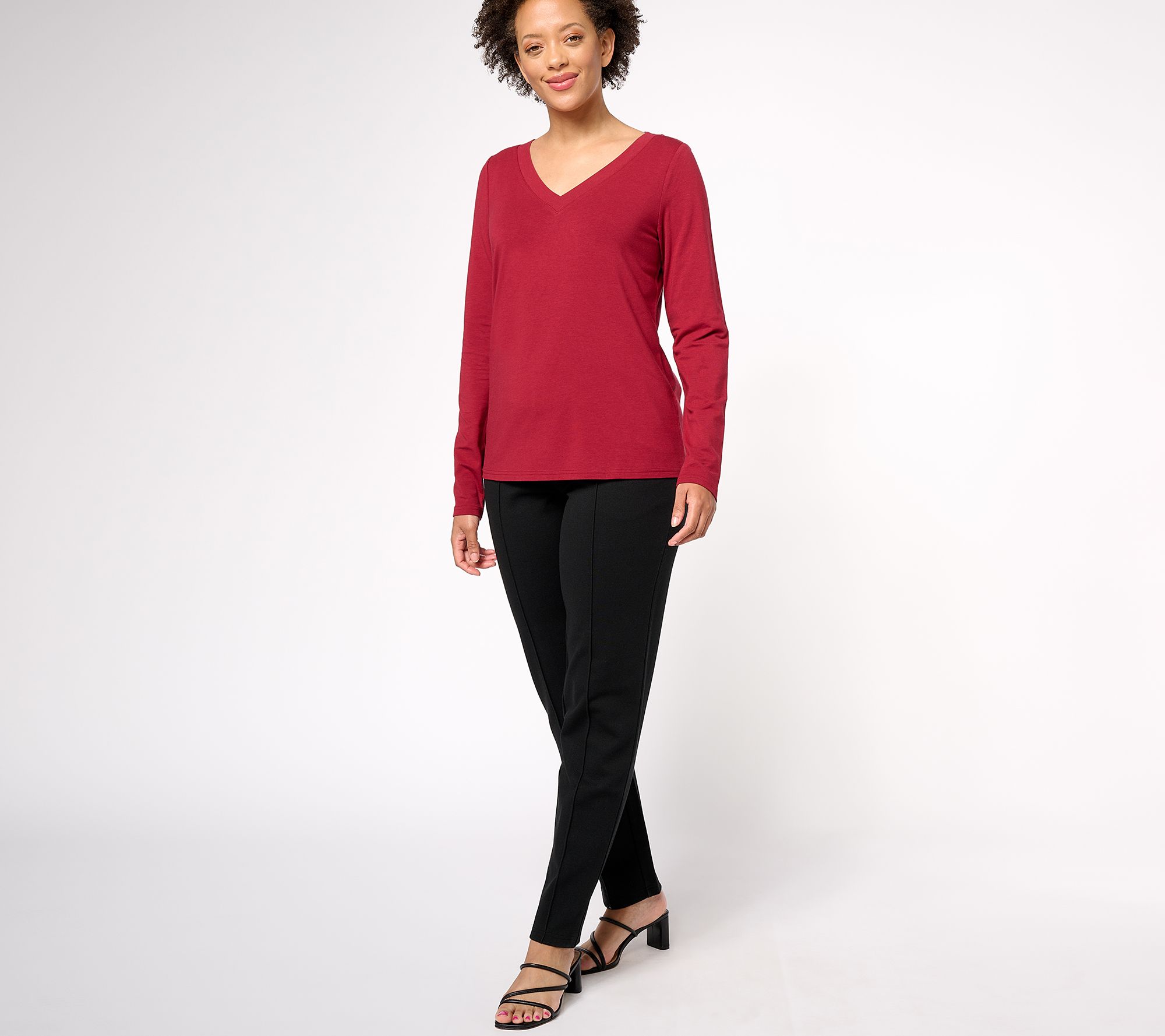 Encore by Idina Menzel Cross Over V-Neck Long Sleeve Top - QVC.com