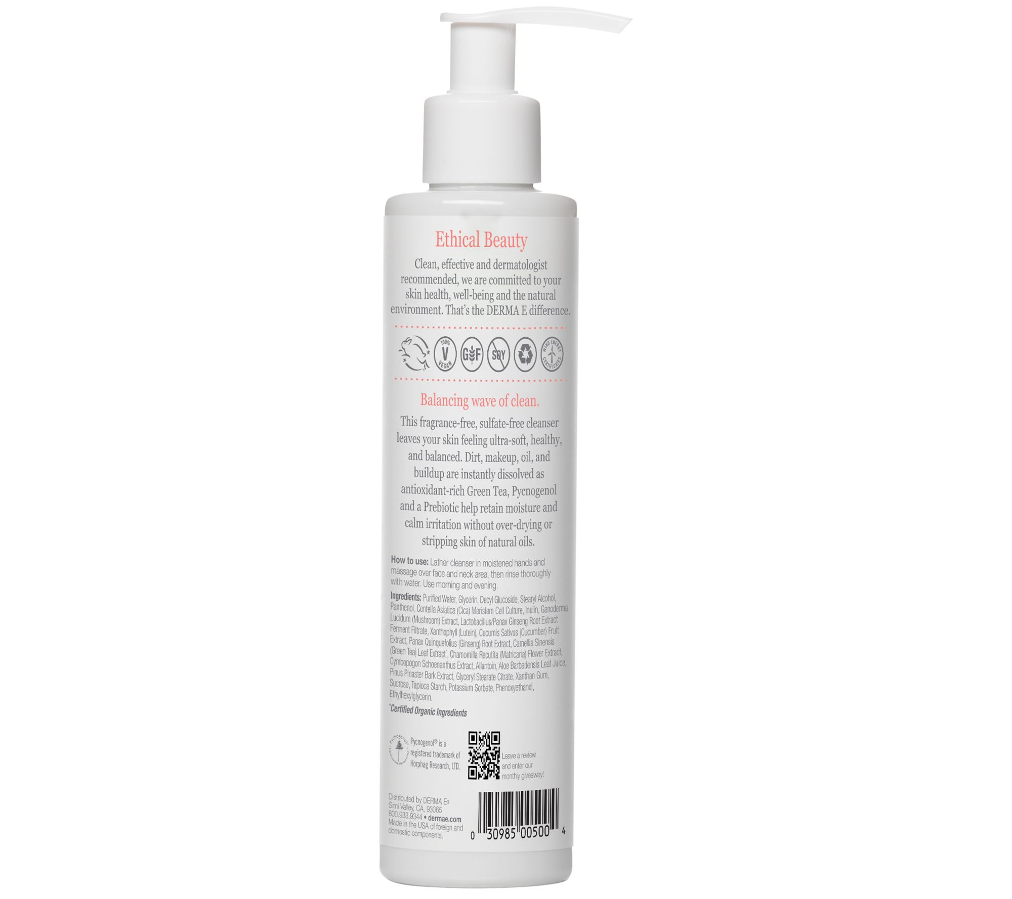 DERMA E Pure Biome Balancing Cleanser, 6 Oz - QVC.com