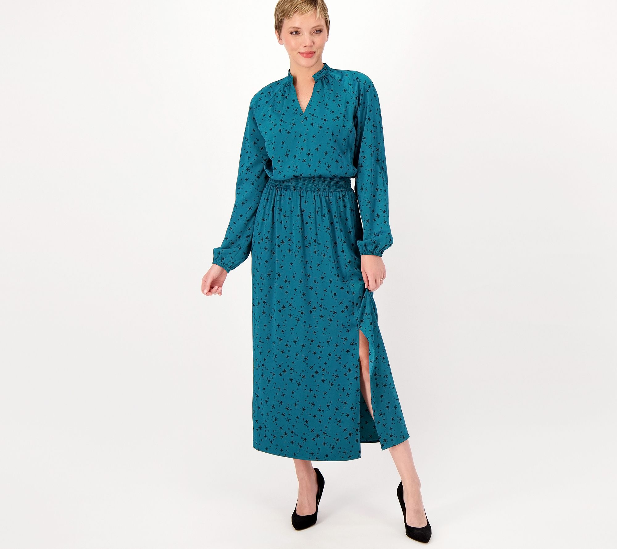 mate frequentie Zich afvragen As Is" Candace Cameron Bure Petite Star Print Maxi Dress - QVC.com