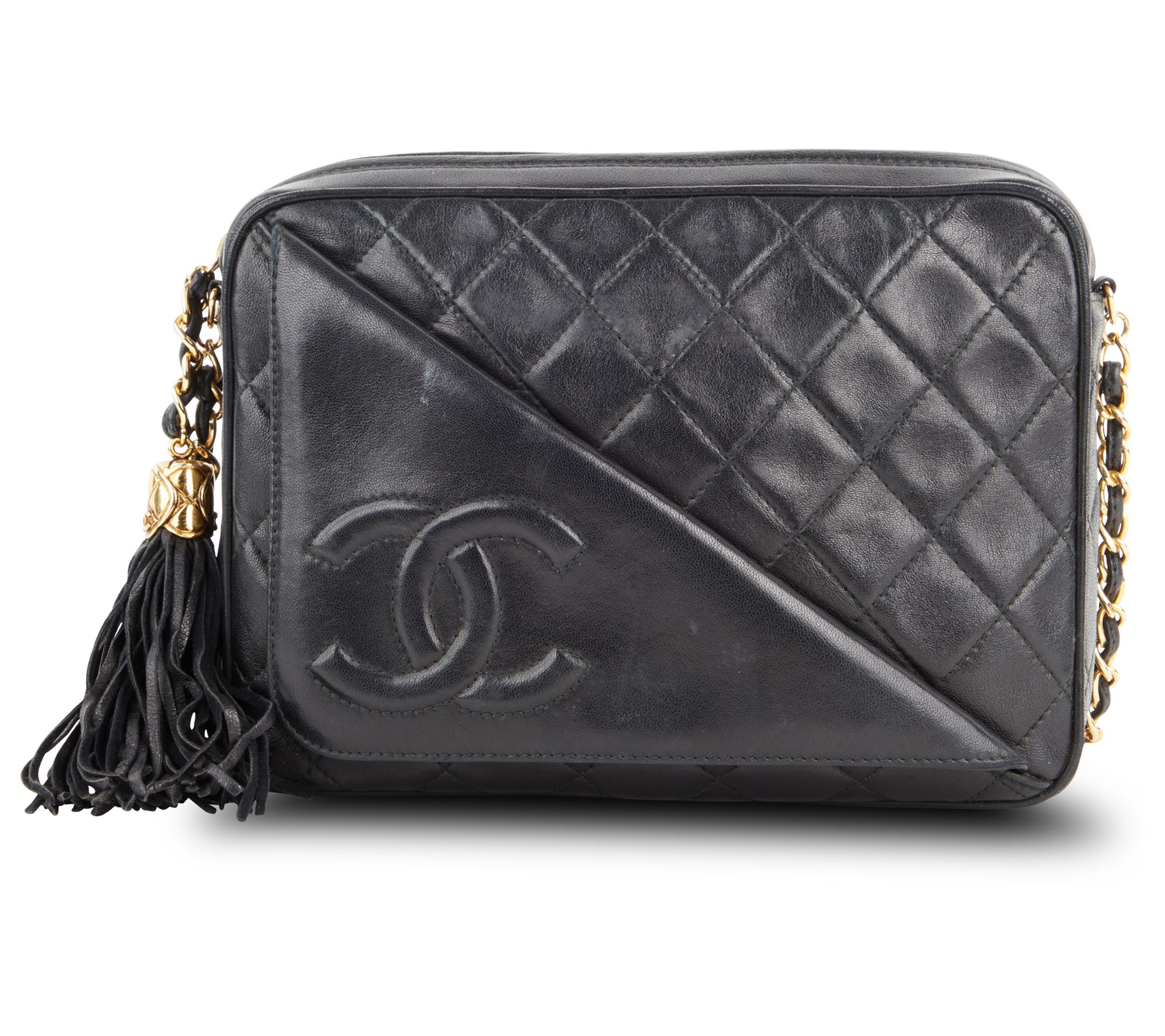 Pre-Owned Chanel CC Flap Camera Bag GHW Lambskin Black 