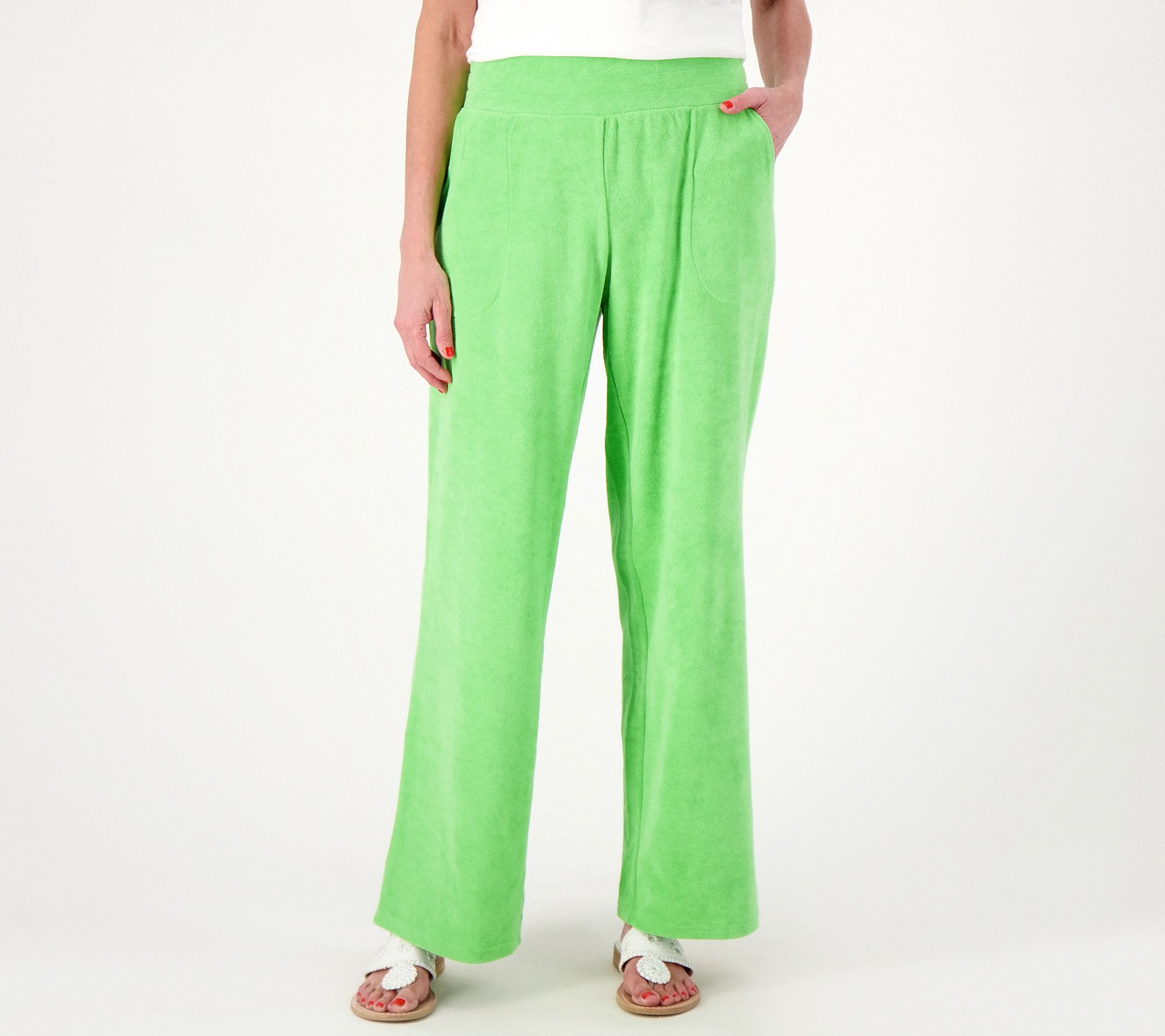 "As Is" Belle Beach by Kim Gravel Regular Poolside Terry Wide Leg Pants