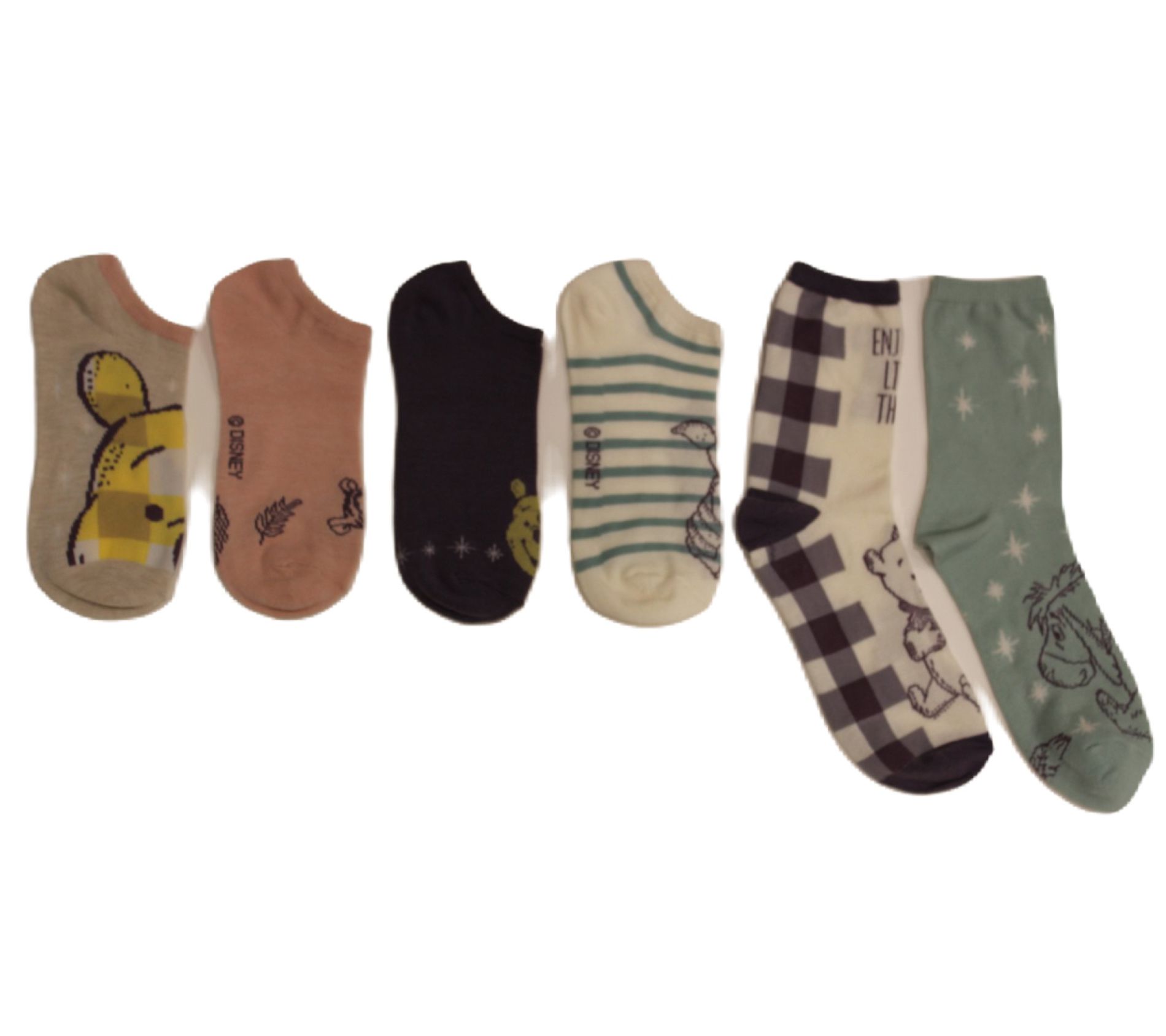 Winnie the Pooh Ladies' Set of 6 No-Show & Shor y Socks