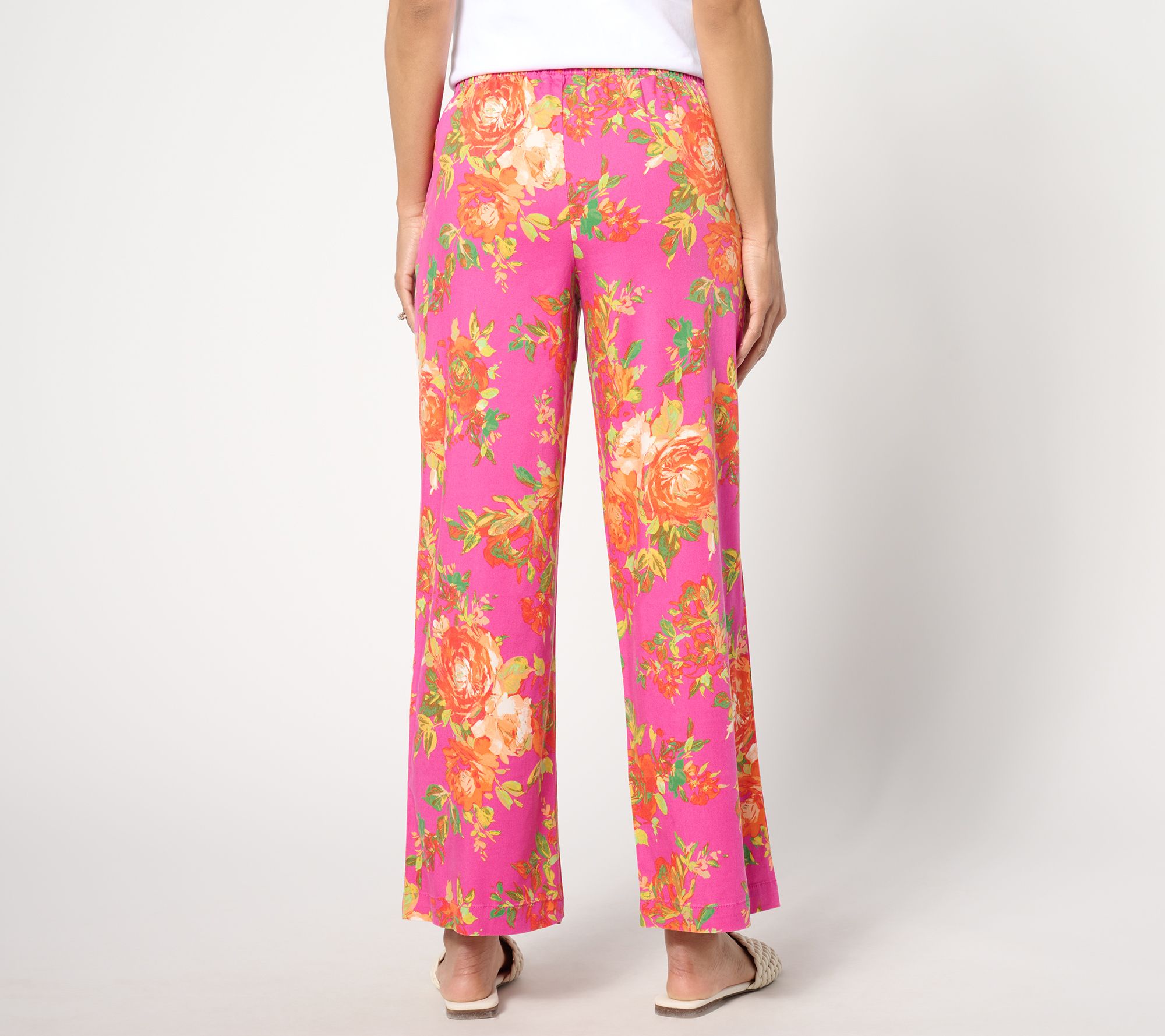 Isaac Mizrahi Live! Petite Floral Printed Wide Leg Ankle Pants - QVC.com