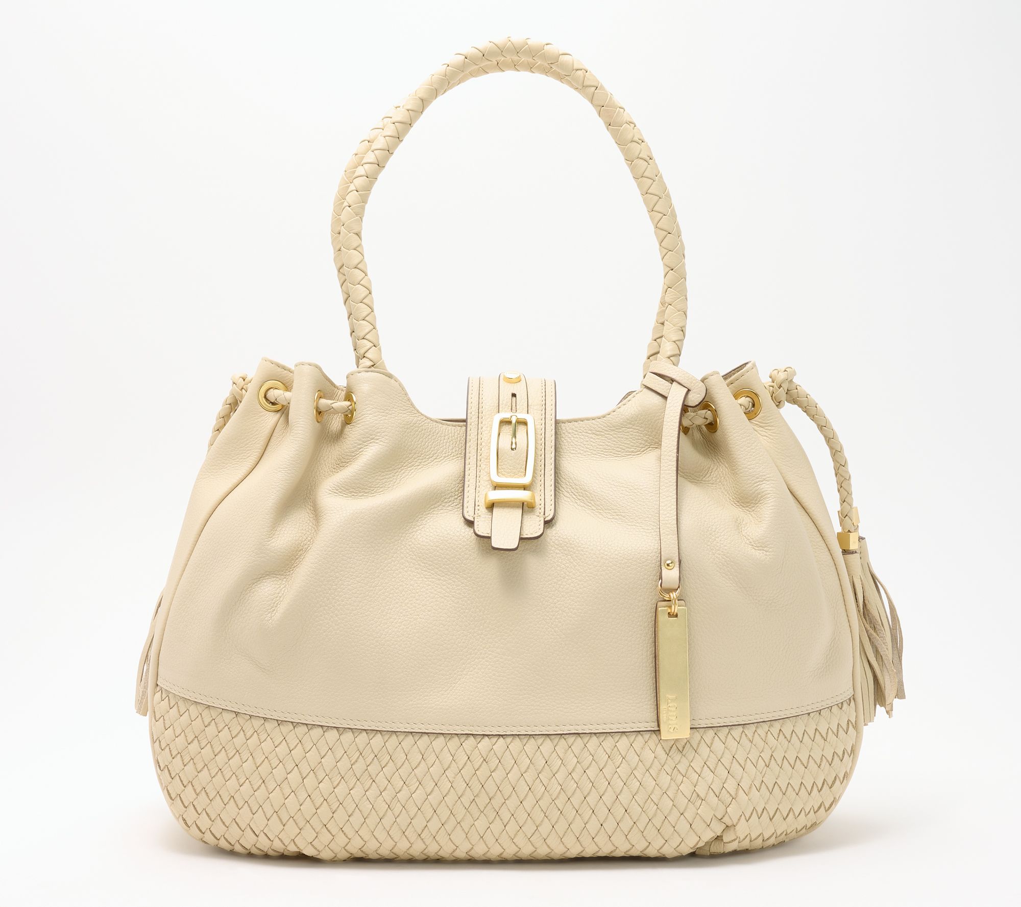 LODIS Woven Leather Cinch Amal Tote
