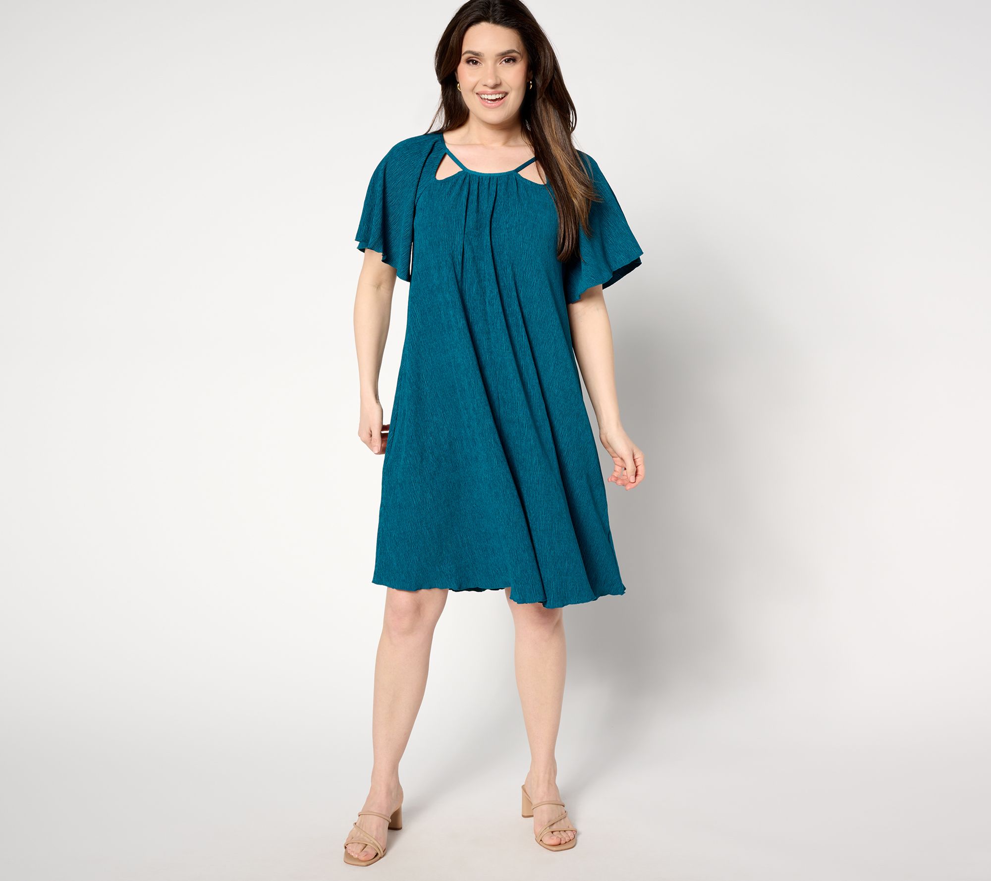 Attitudes by Renee Petite Flutter-Sleeve Cutout Dress