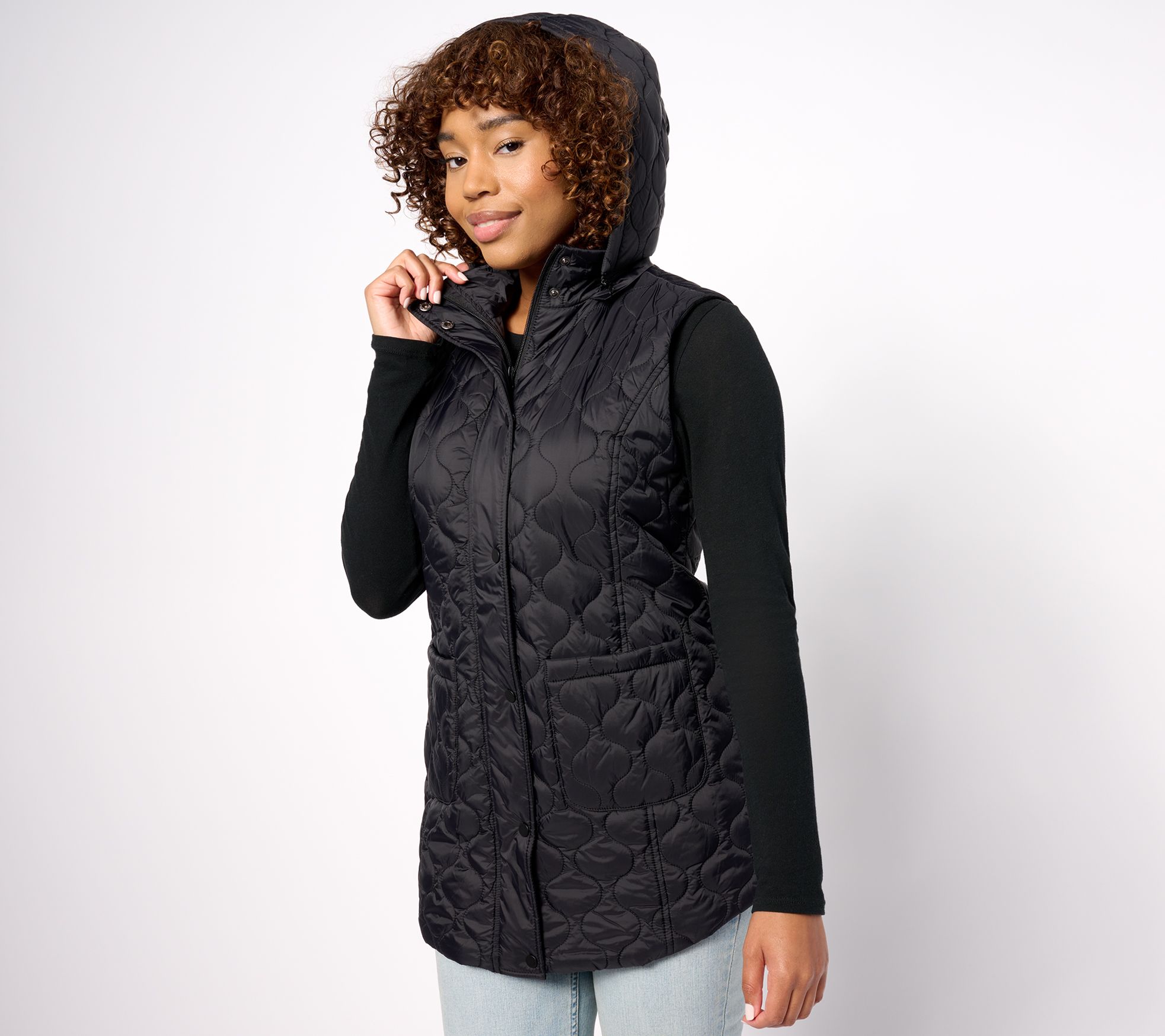 "As Is" Susan Graver Weekend Regular Water Repellant Nylon Quilted Vest