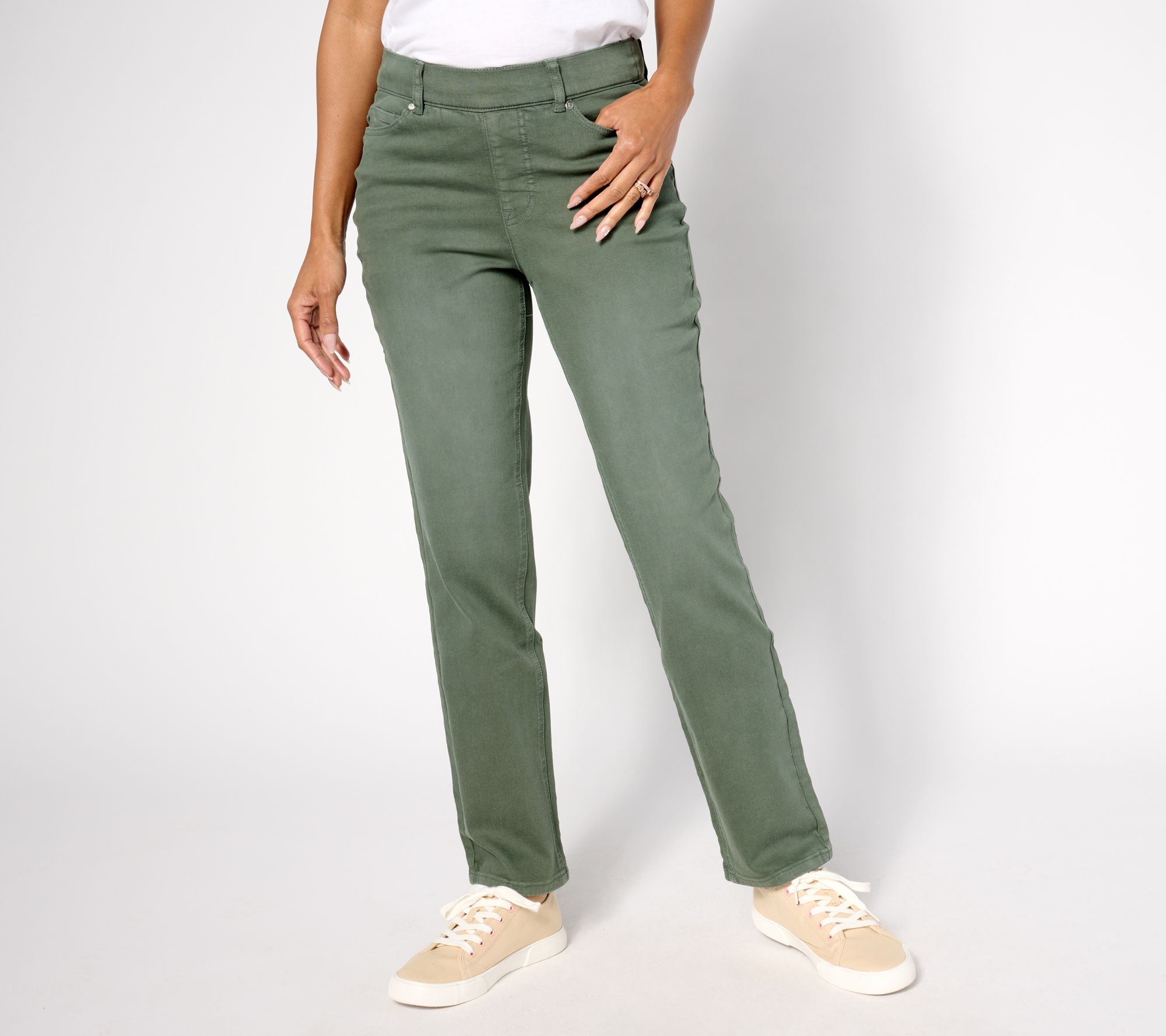 Isaac Mizrahi Live! Tall True Denim Color Pull on Straight Jeans
