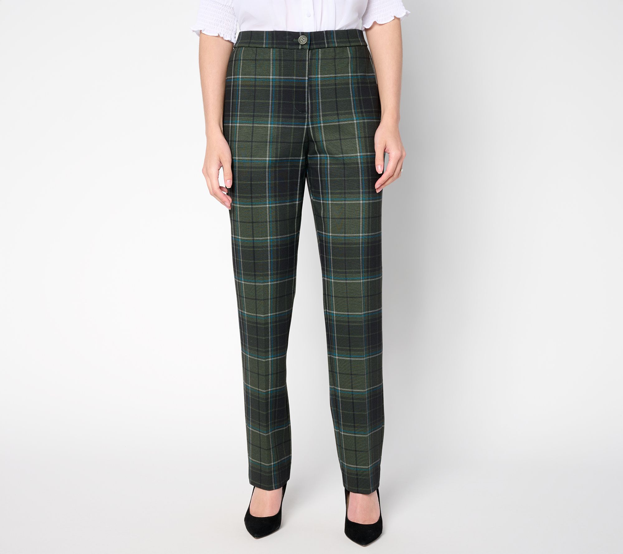 Tailored by Susan Graver Reg Printed Ponte Zip-Front Trousers