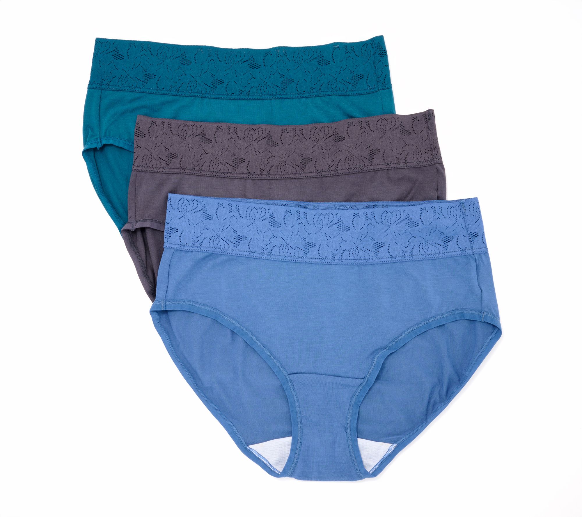 Breezies Dahlia Lace Modal Full Brief Panty Set of 3