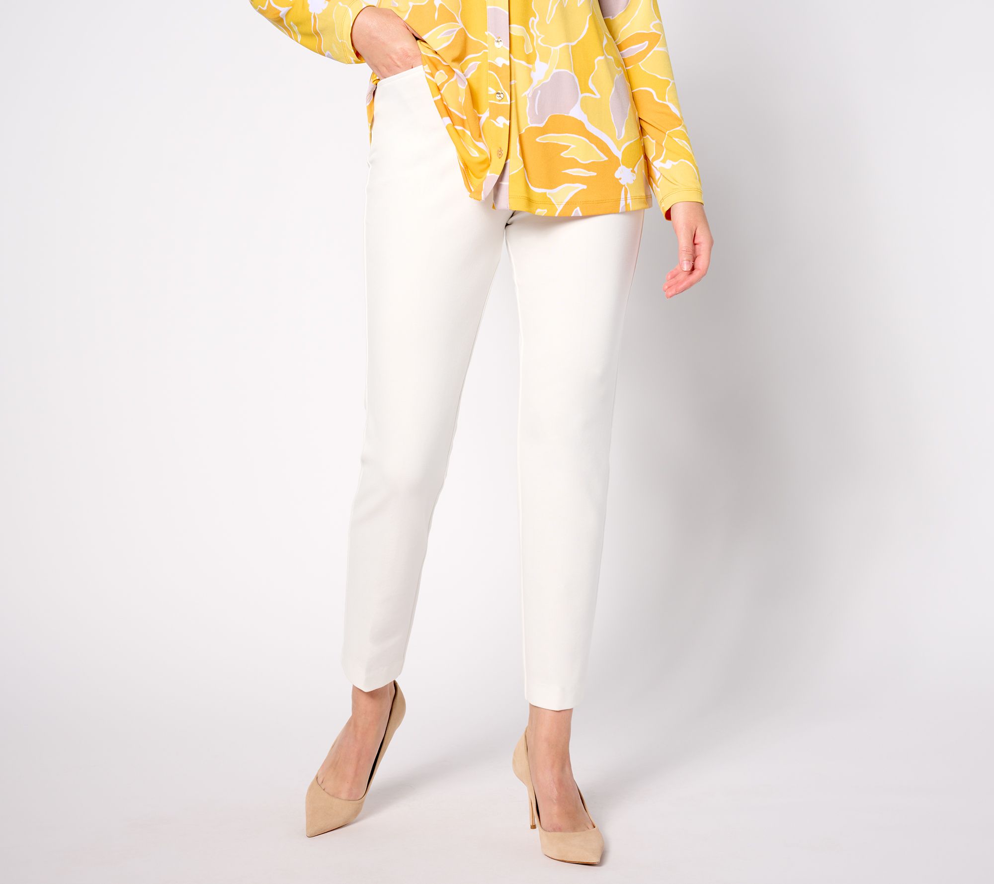 "As Is" Susan Graver Petite Smart Ponte Knit Slim Leg Pants