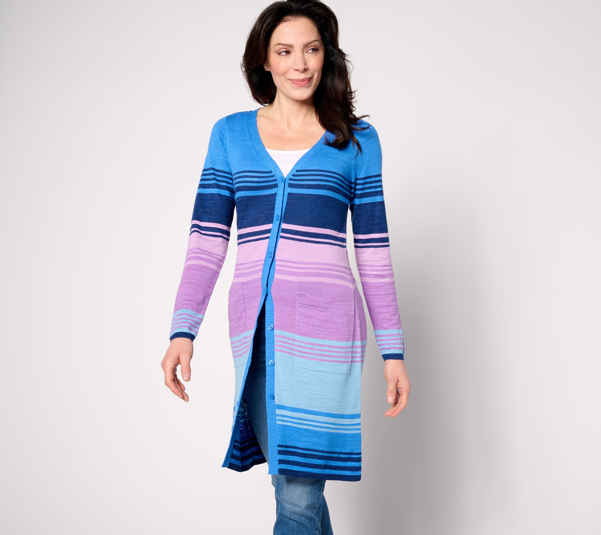 "As Is" Denim & Co. Canyon Retreat Button Front Cardigan Duster