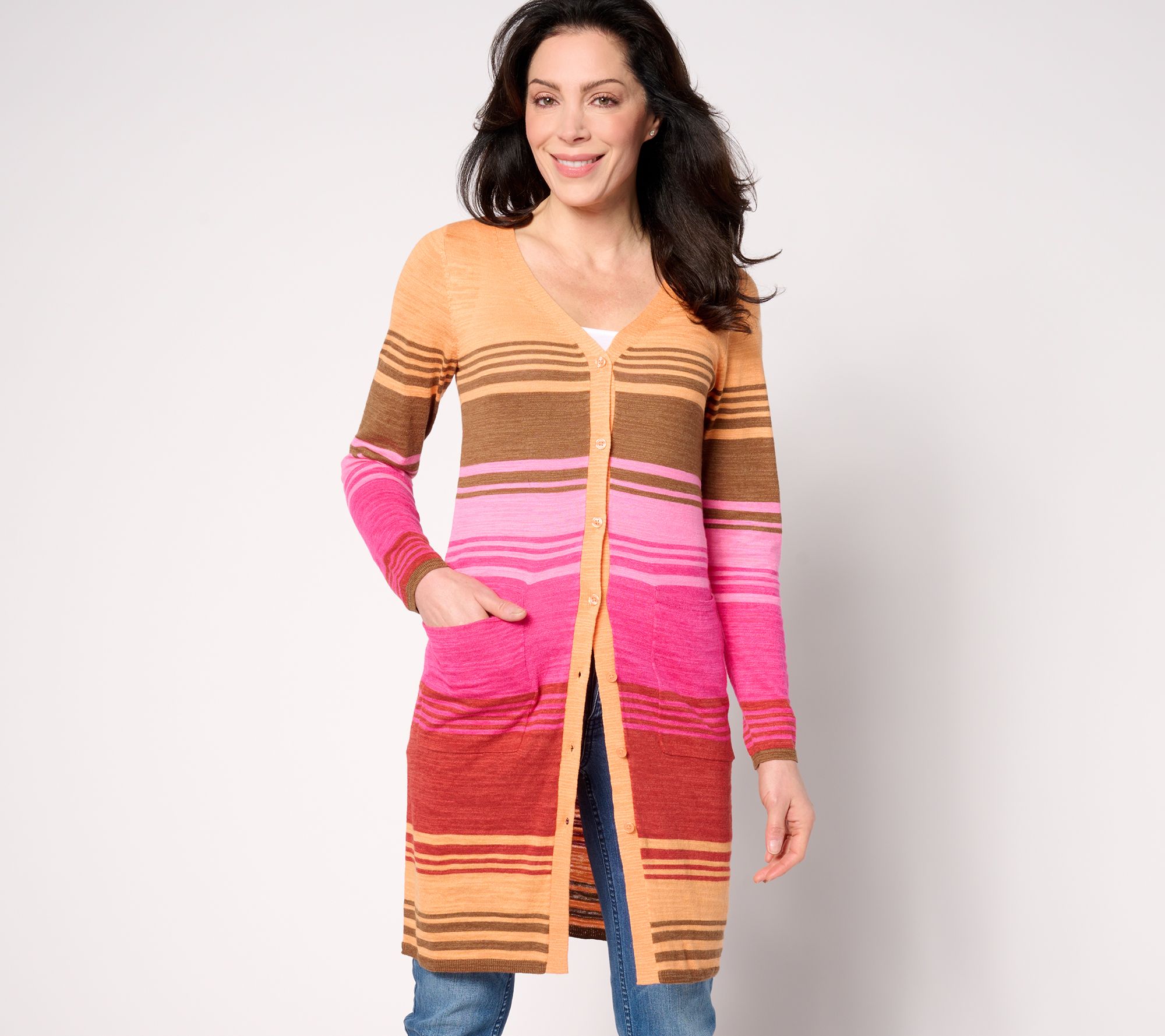 "As Is" Denim & Co. Canyon Retreat Button Front Cardigan Duster